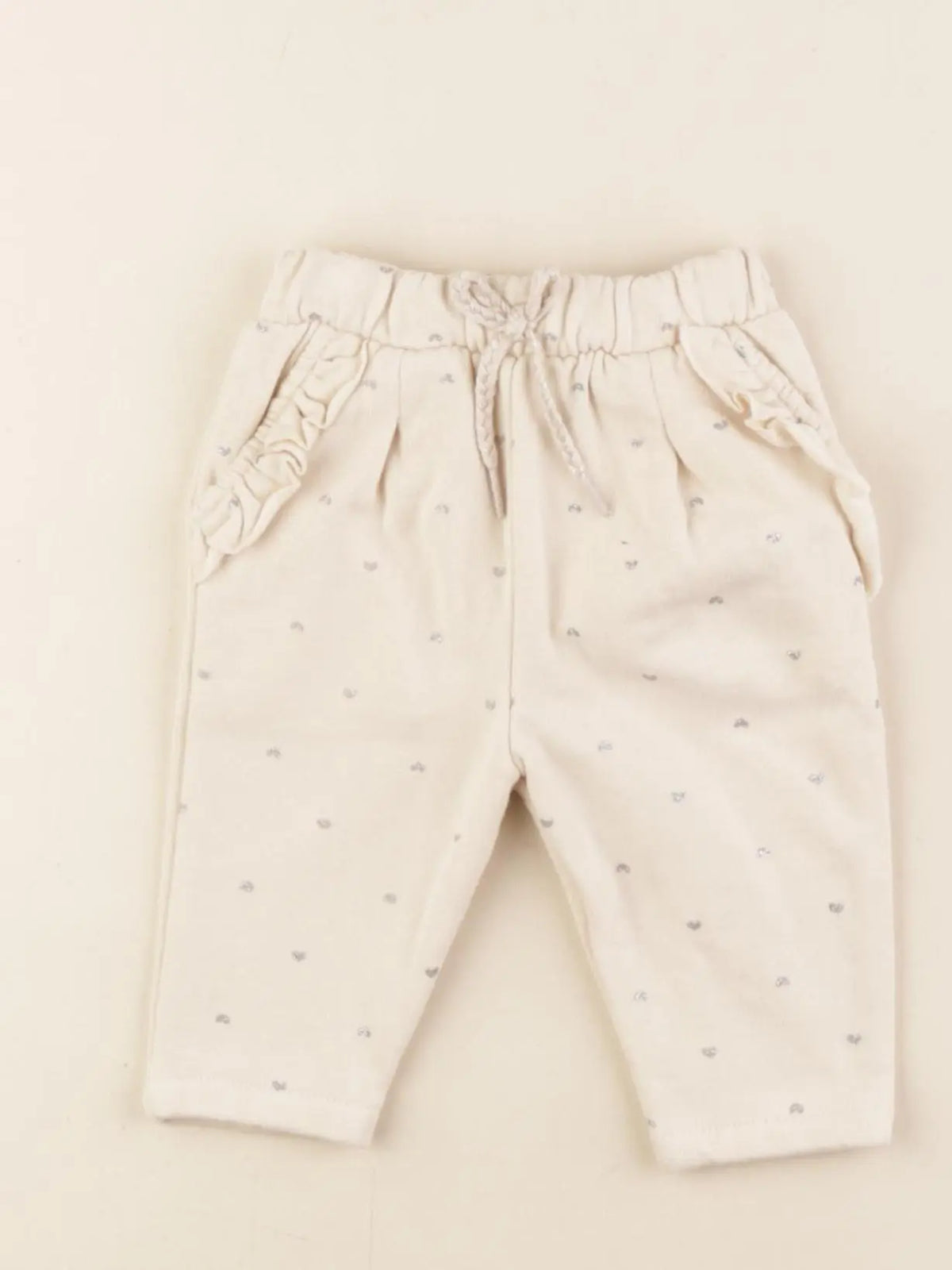 Vertbaudet - pantalon beige, argent - 3 mois