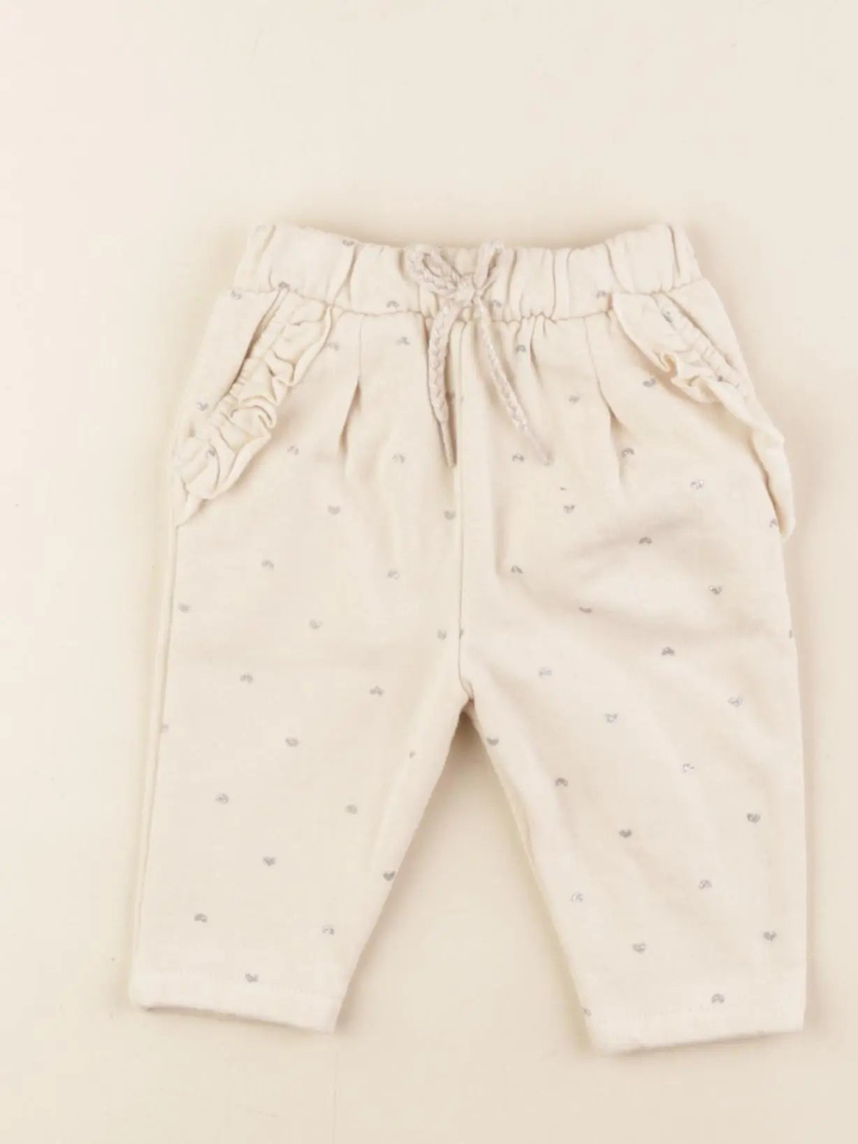 Vertbaudet - pantalon beige, argent - 3 mois