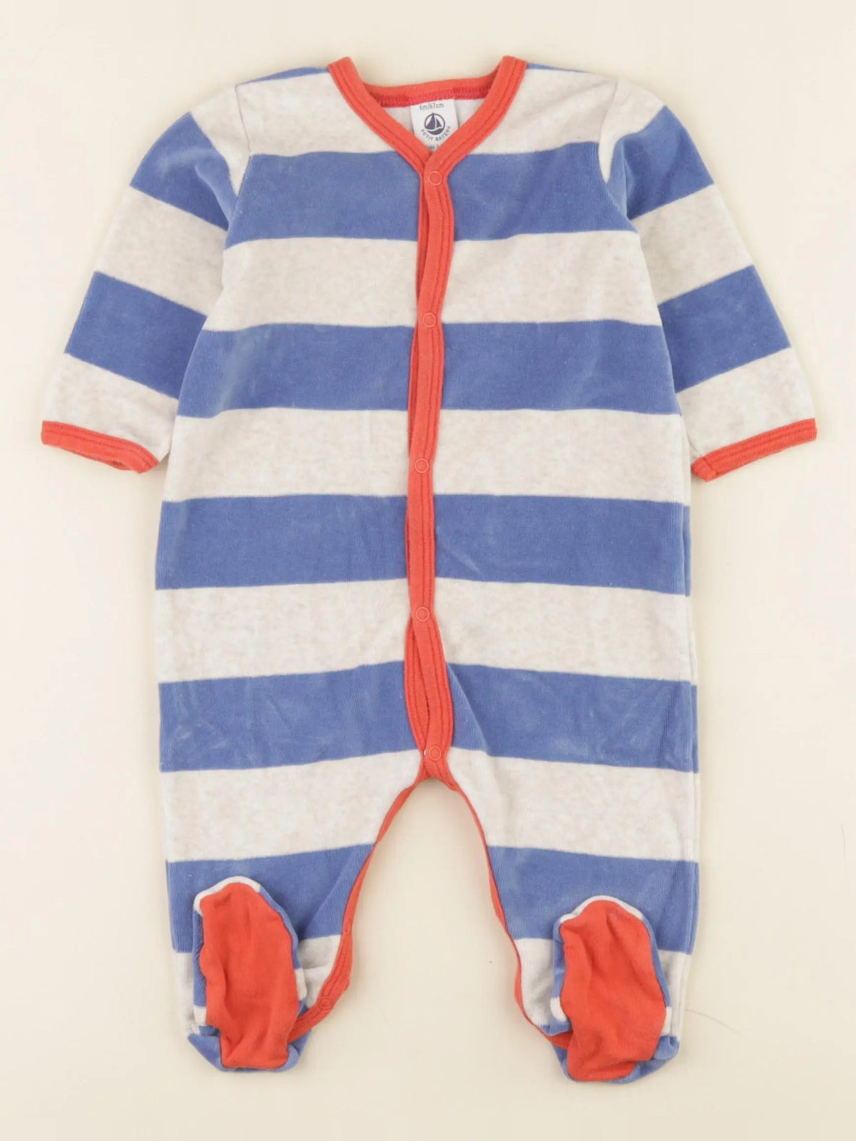 Petit Bateau - pyjama velours bleu - 6 mois