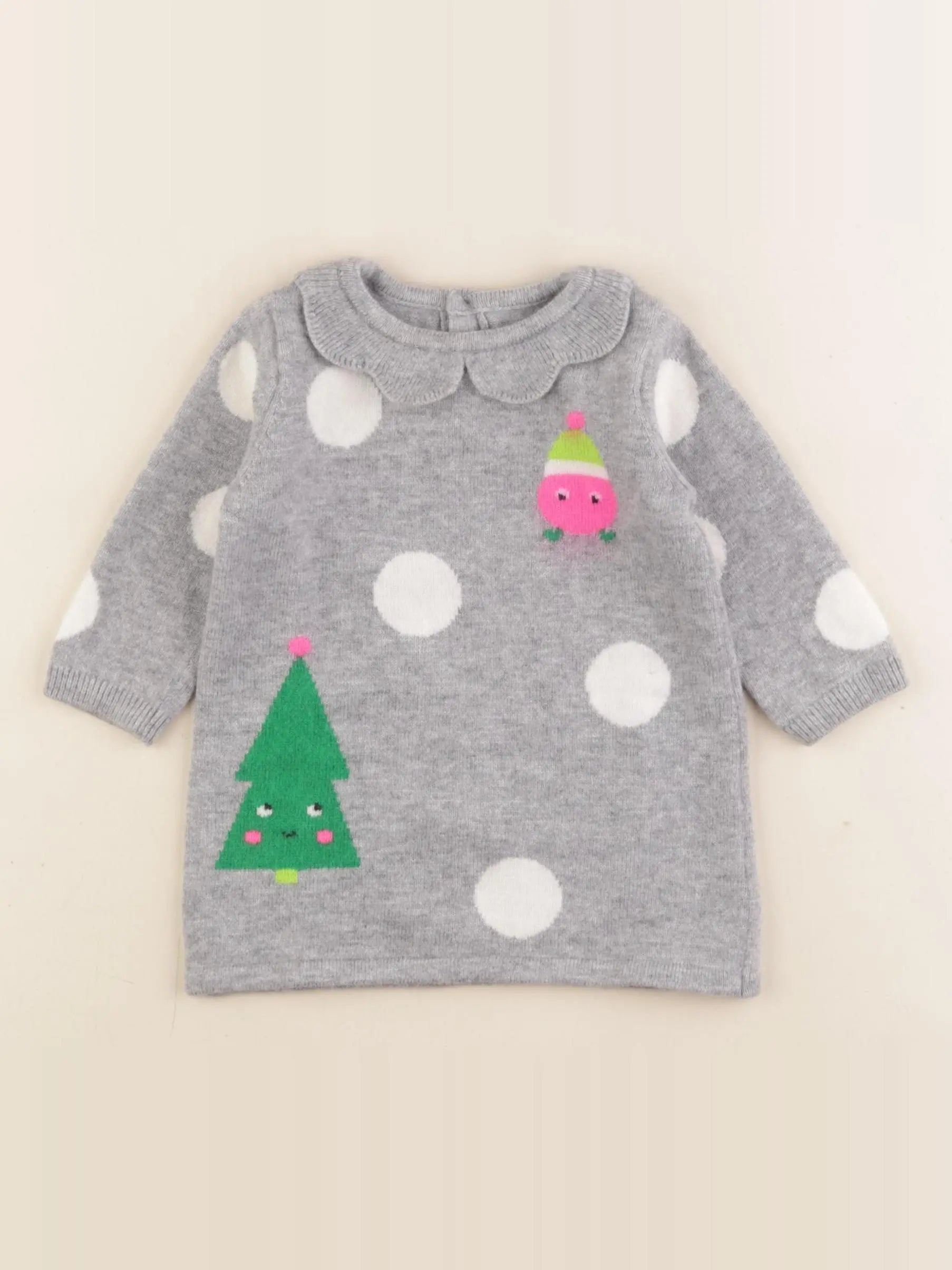 Jacadi - robe gris, blanc - 6 mois