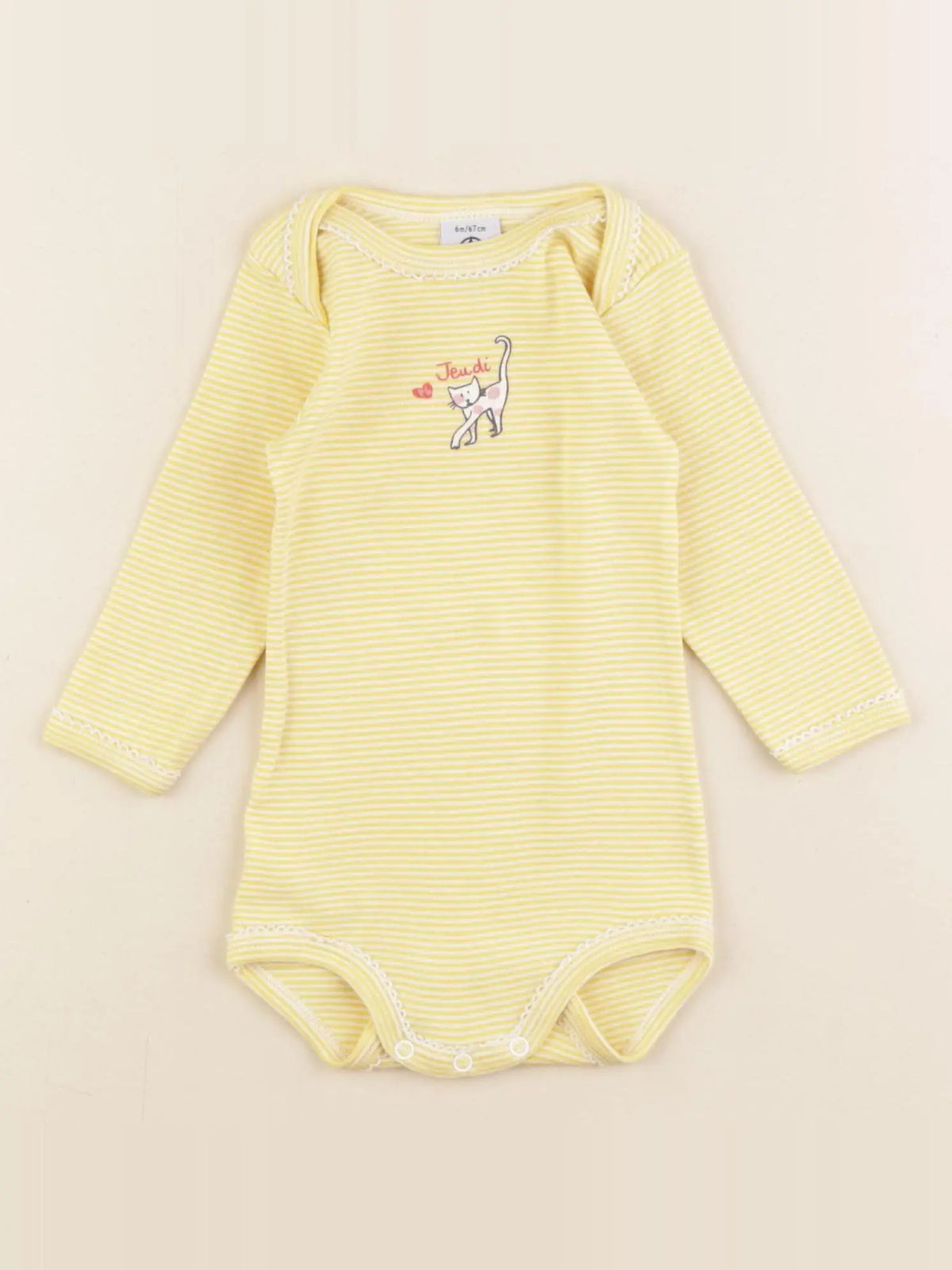 Petit Bateau - body jaune, blanc - 6 mois