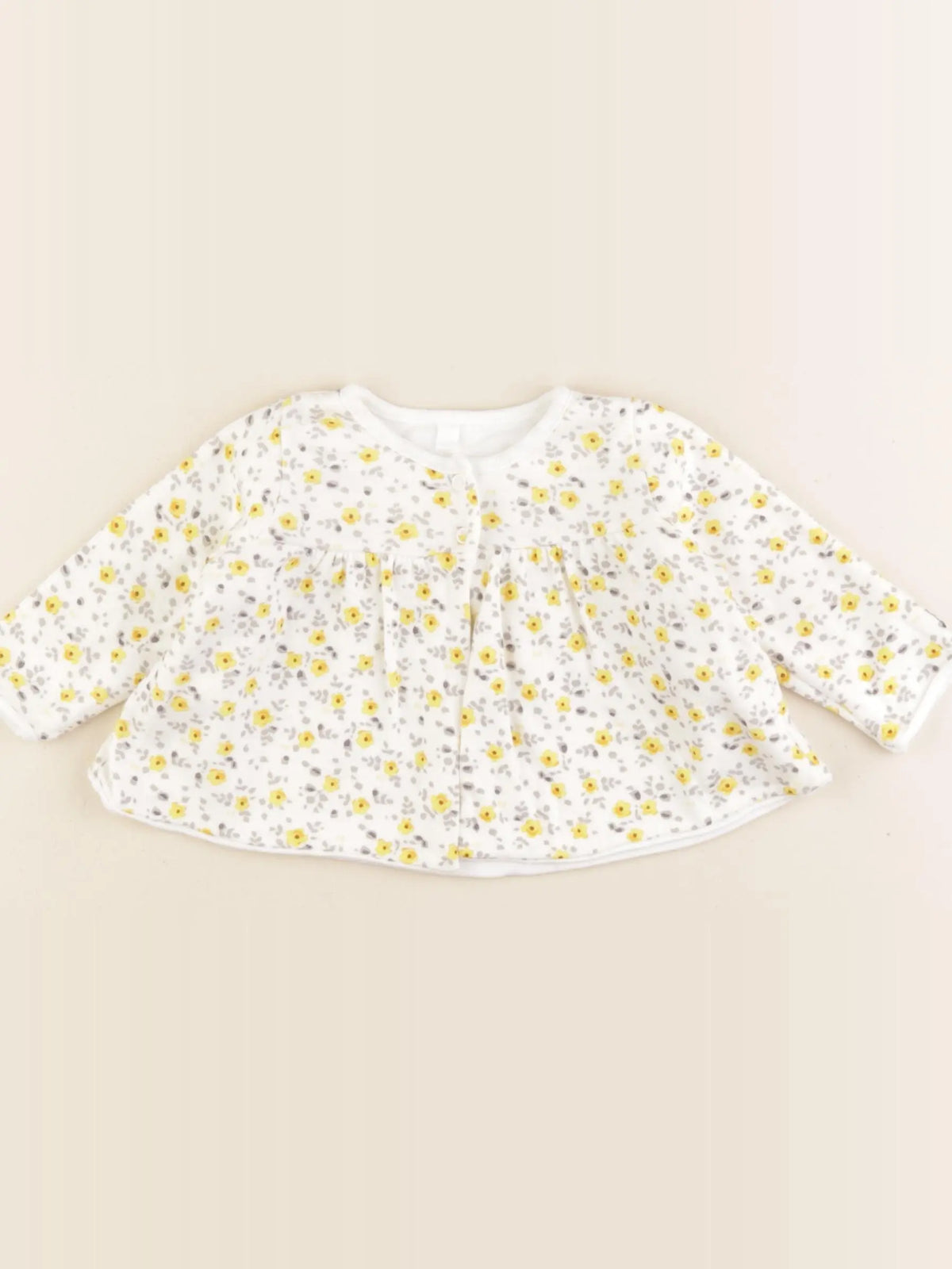 Petit Bateau - tee-shirt blanc, jaune - 6 mois