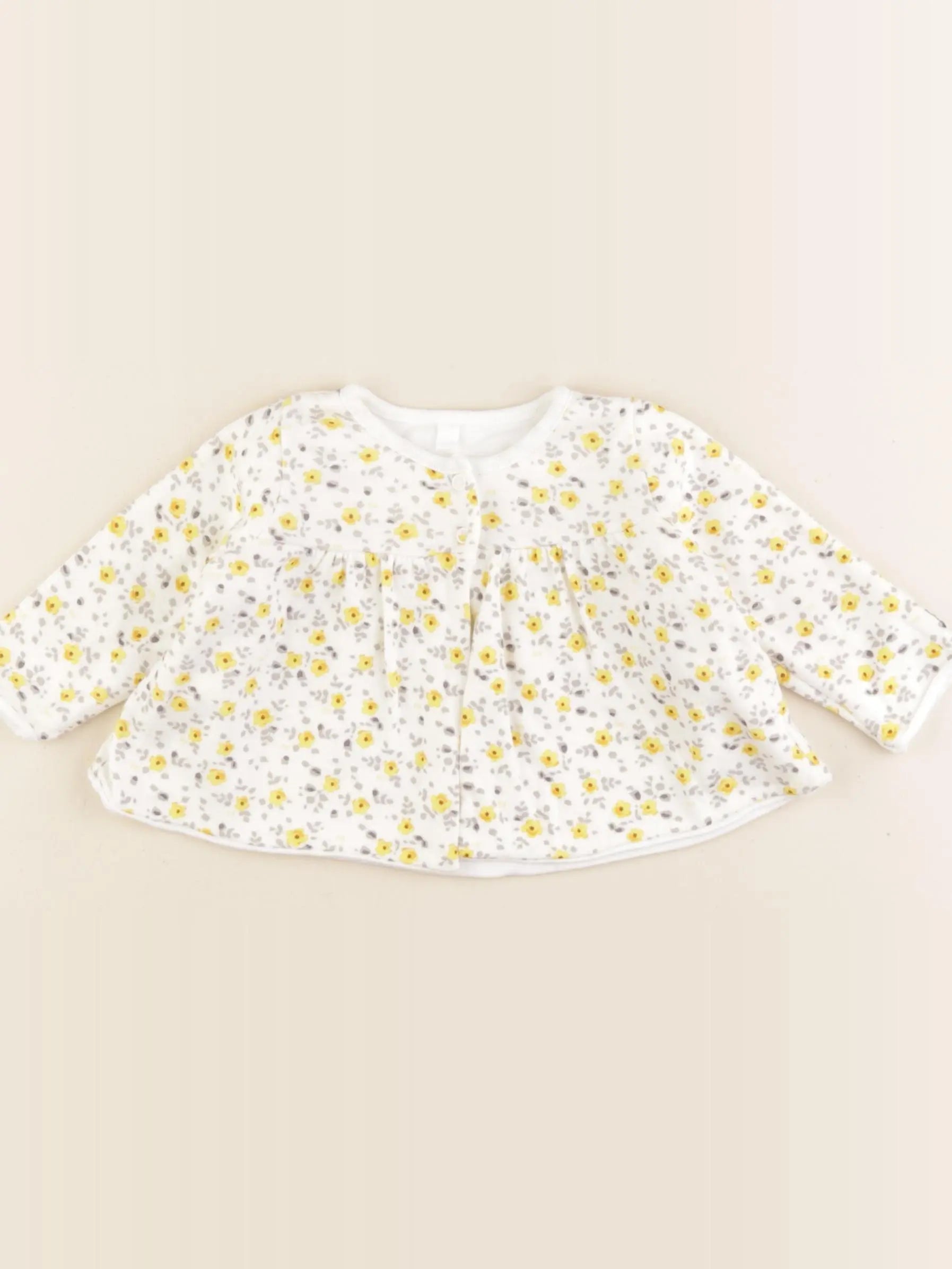 Petit Bateau - tee-shirt blanc, jaune - 6 mois