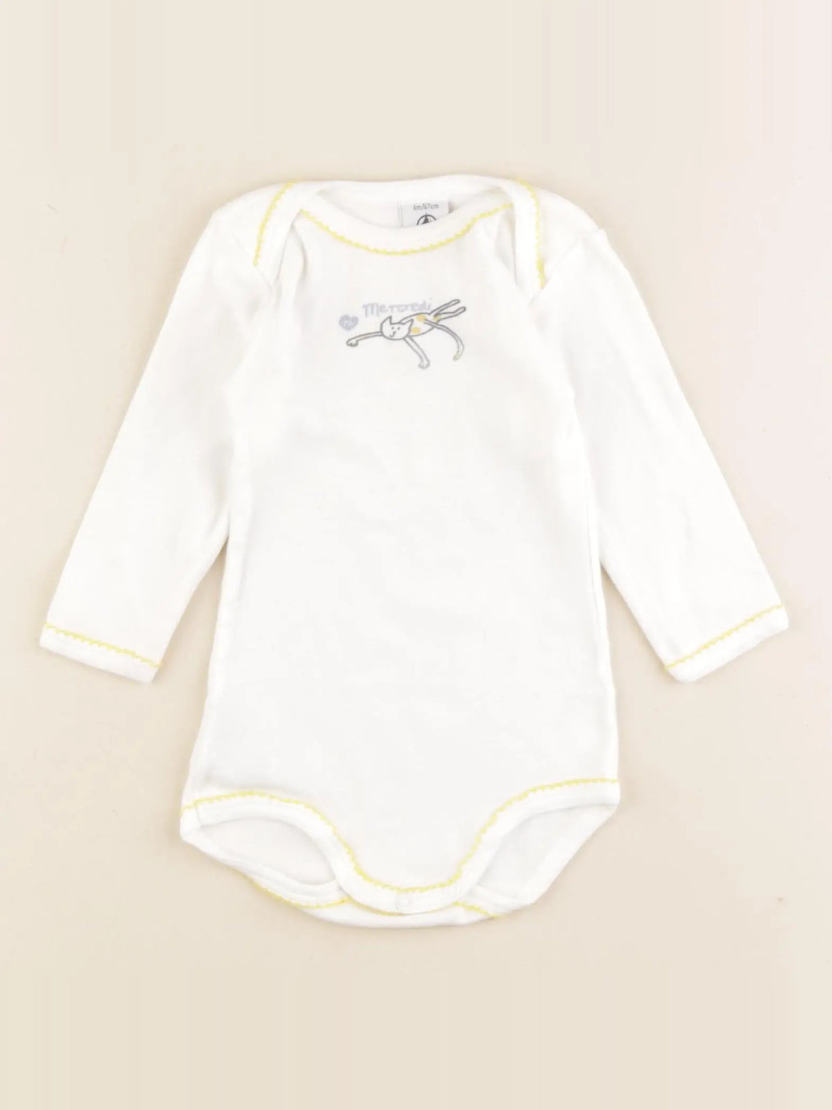Petit Bateau - body blanc - 6 mois