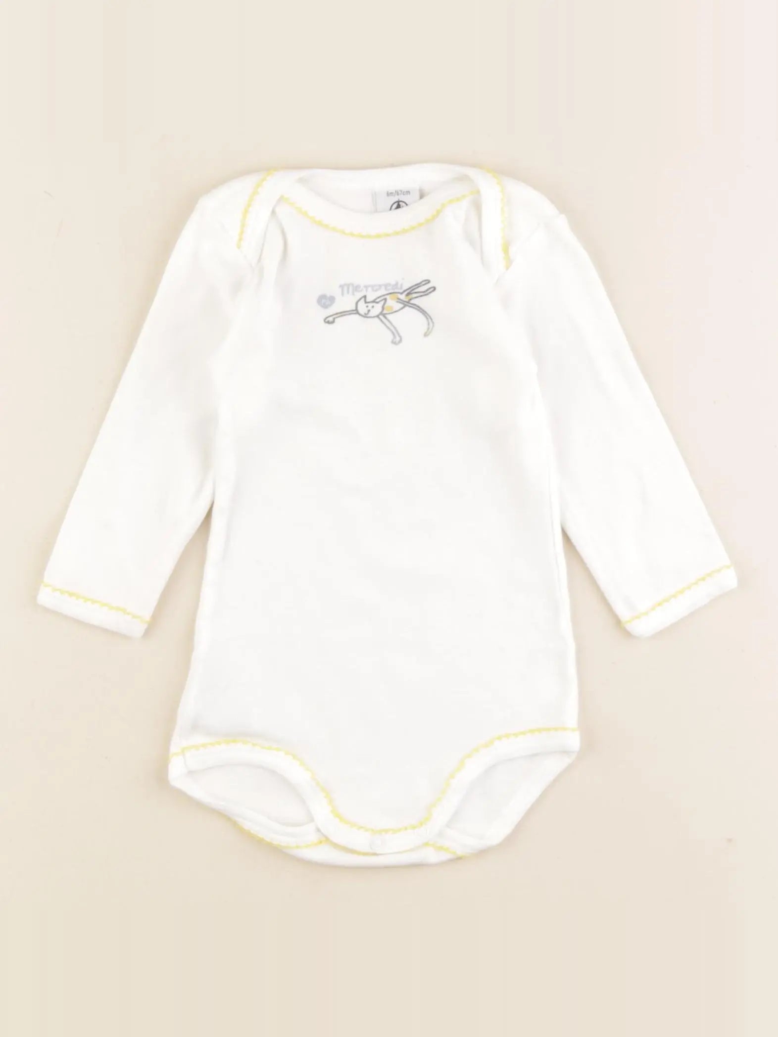 Petit Bateau - body blanc - 6 mois