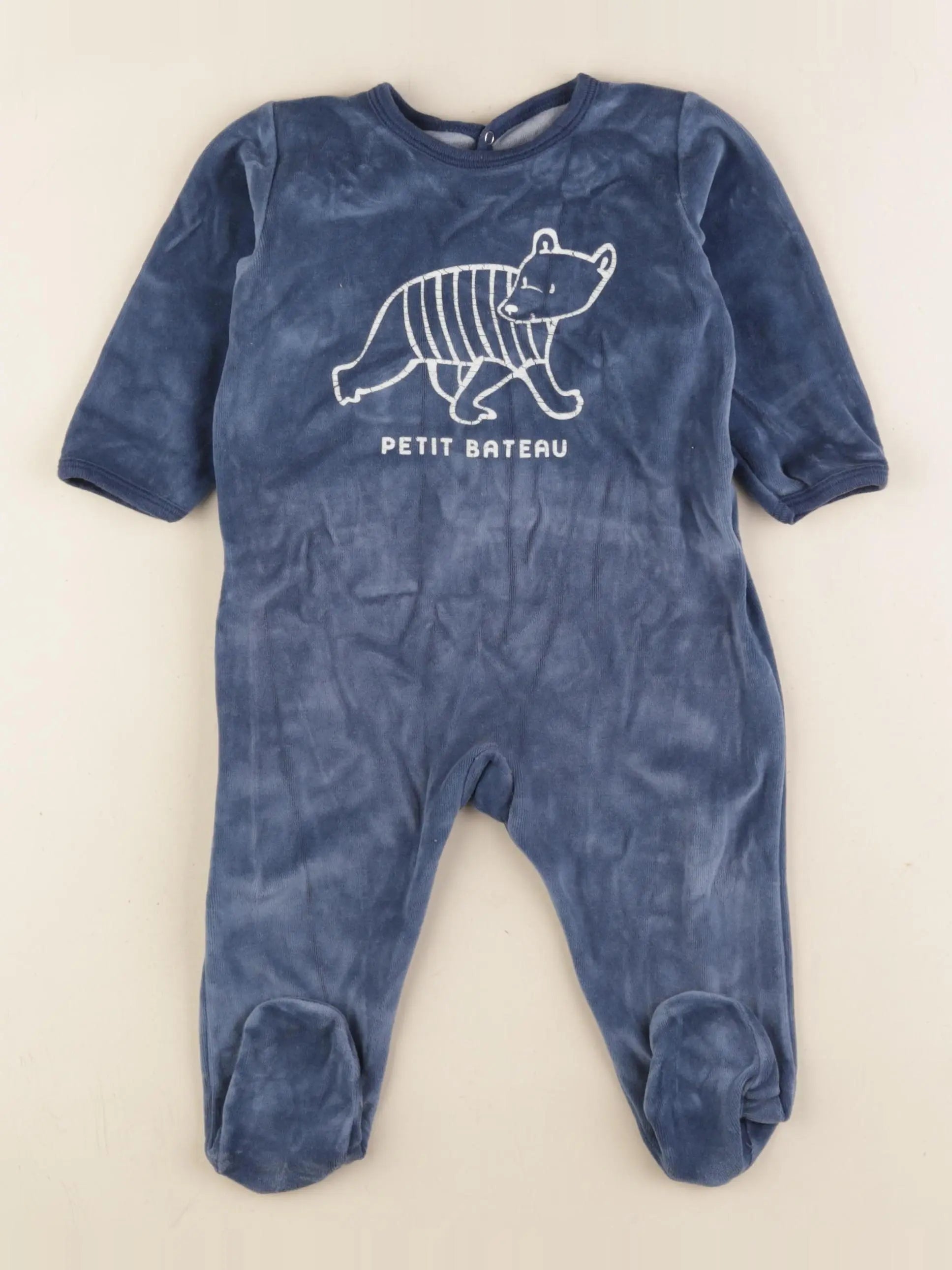 Petit Bateau - pyjama velours bleu - 12 mois