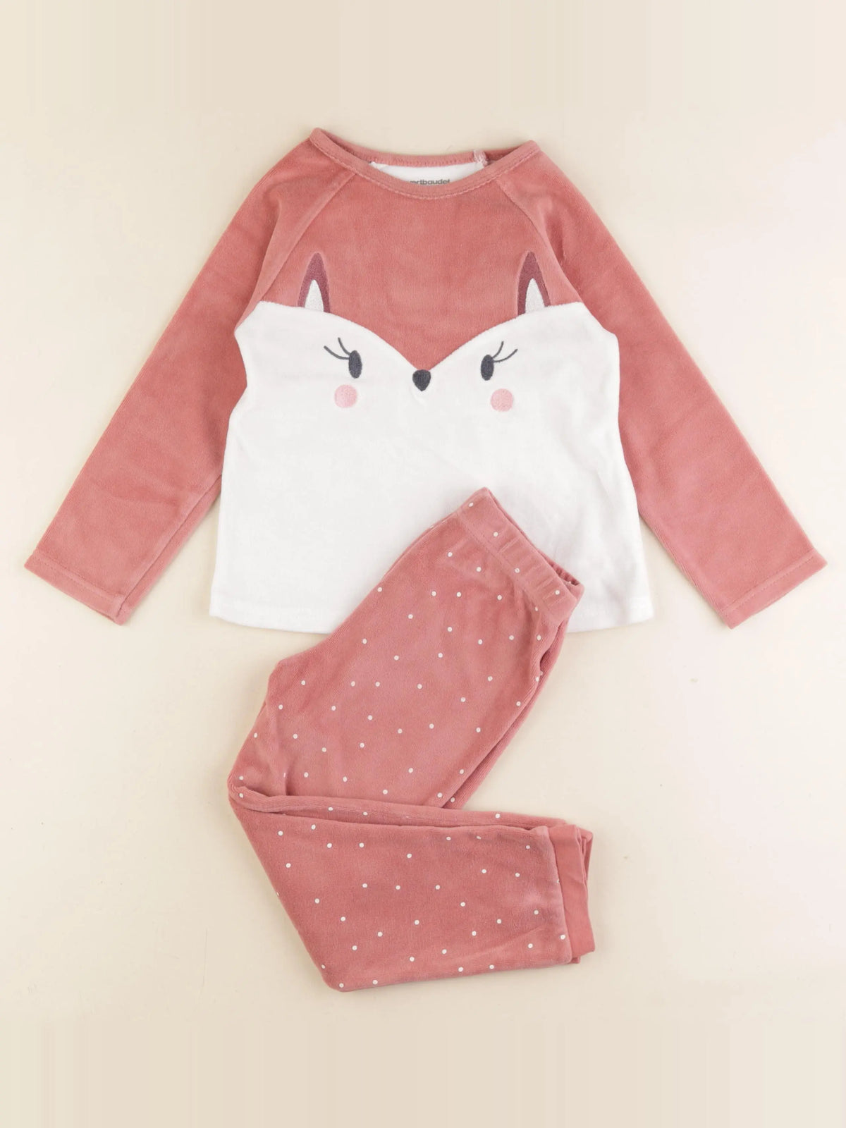 Vertbaudet - pyjama velours rose - 5 ans