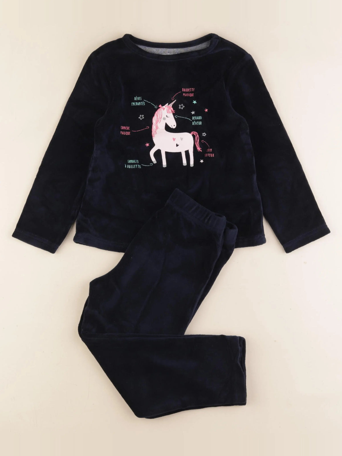 Vertbaudet - pyjama velours argent, bleu - 5 ans