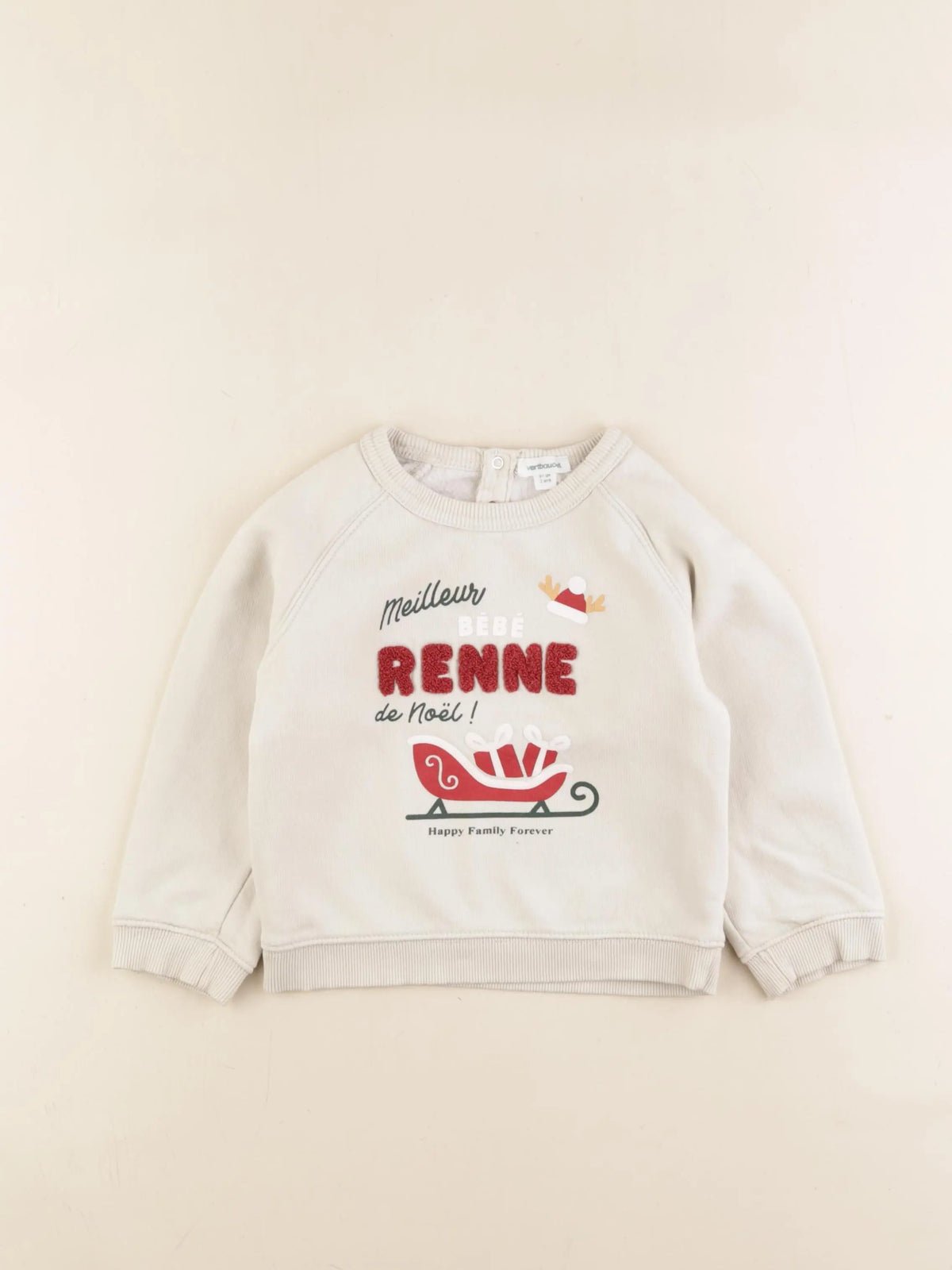 Vertbaudet - sweat beige - 3 ans