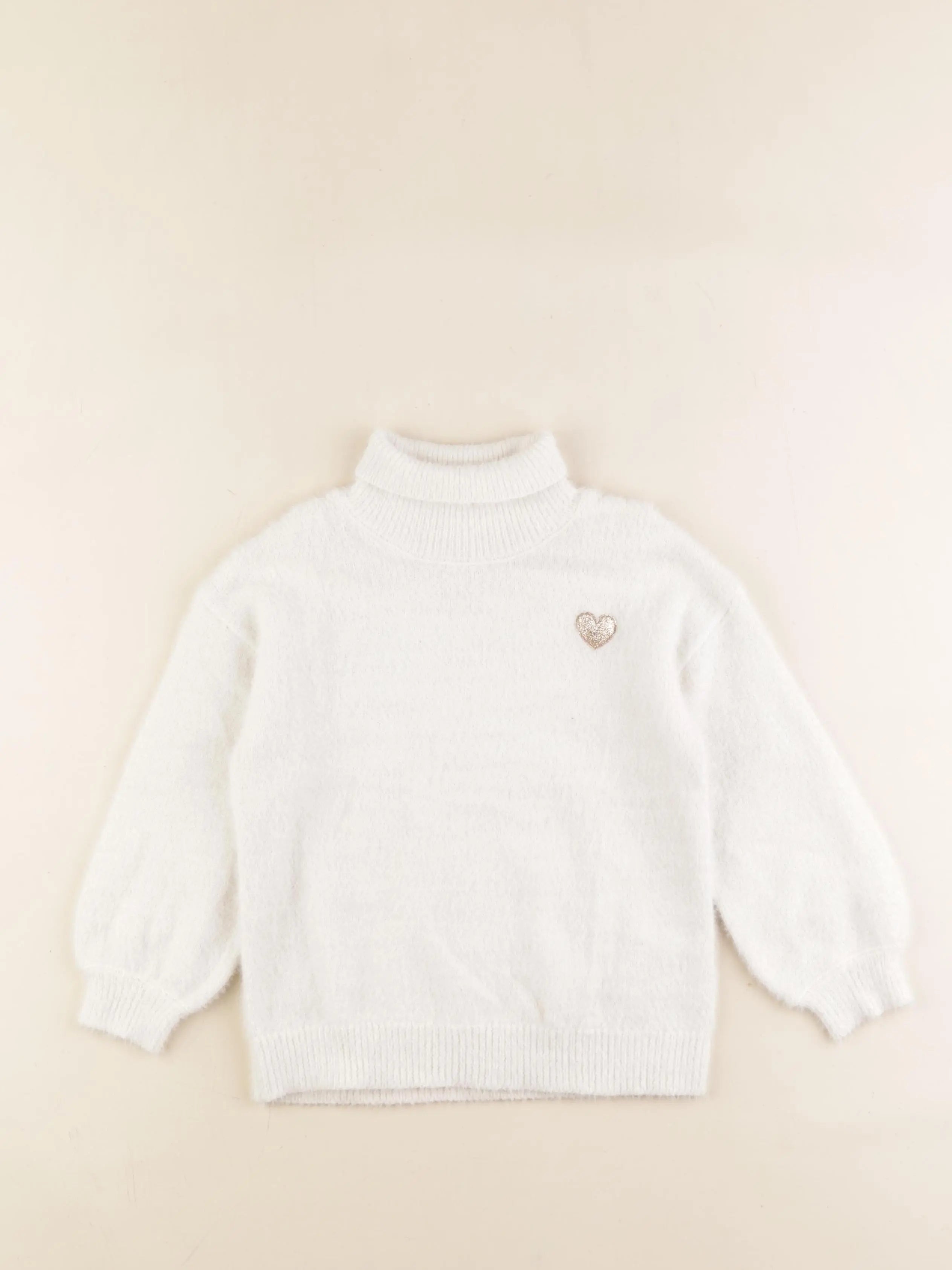 Vertbaudet - pull or, blanc - 4 ans
