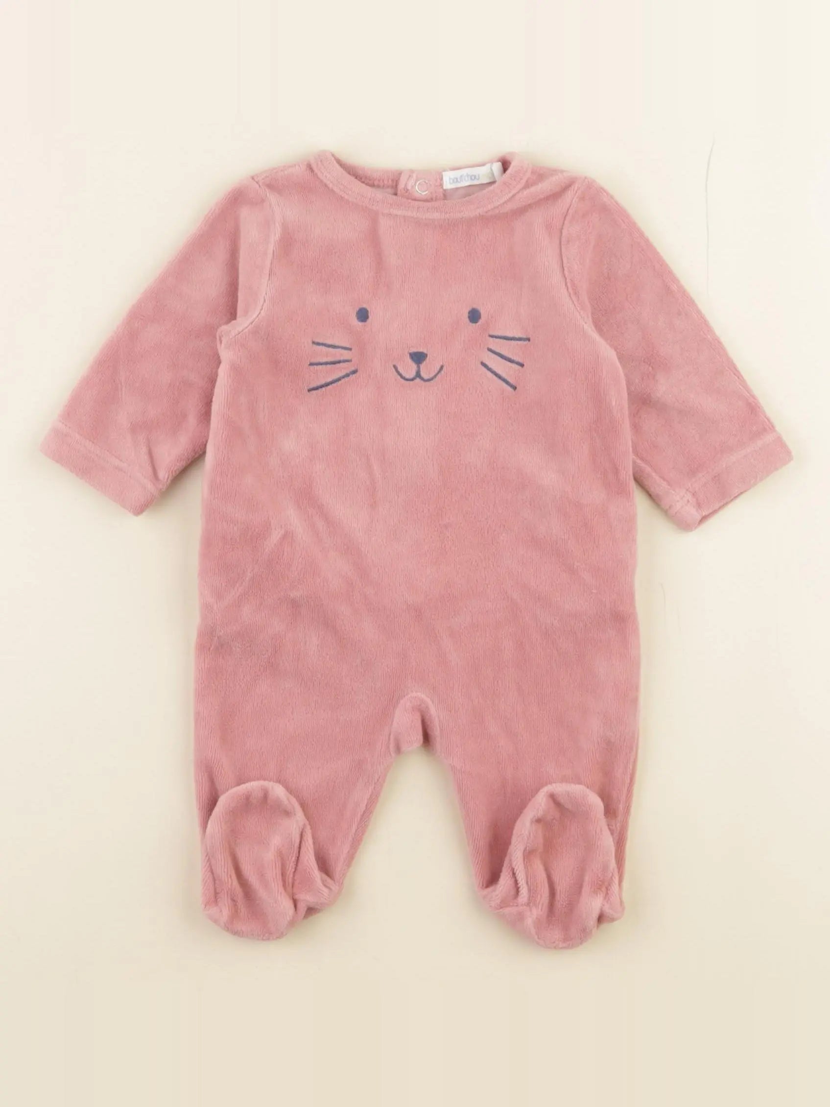 Boutchou - pyjama velours rose - 1 mois