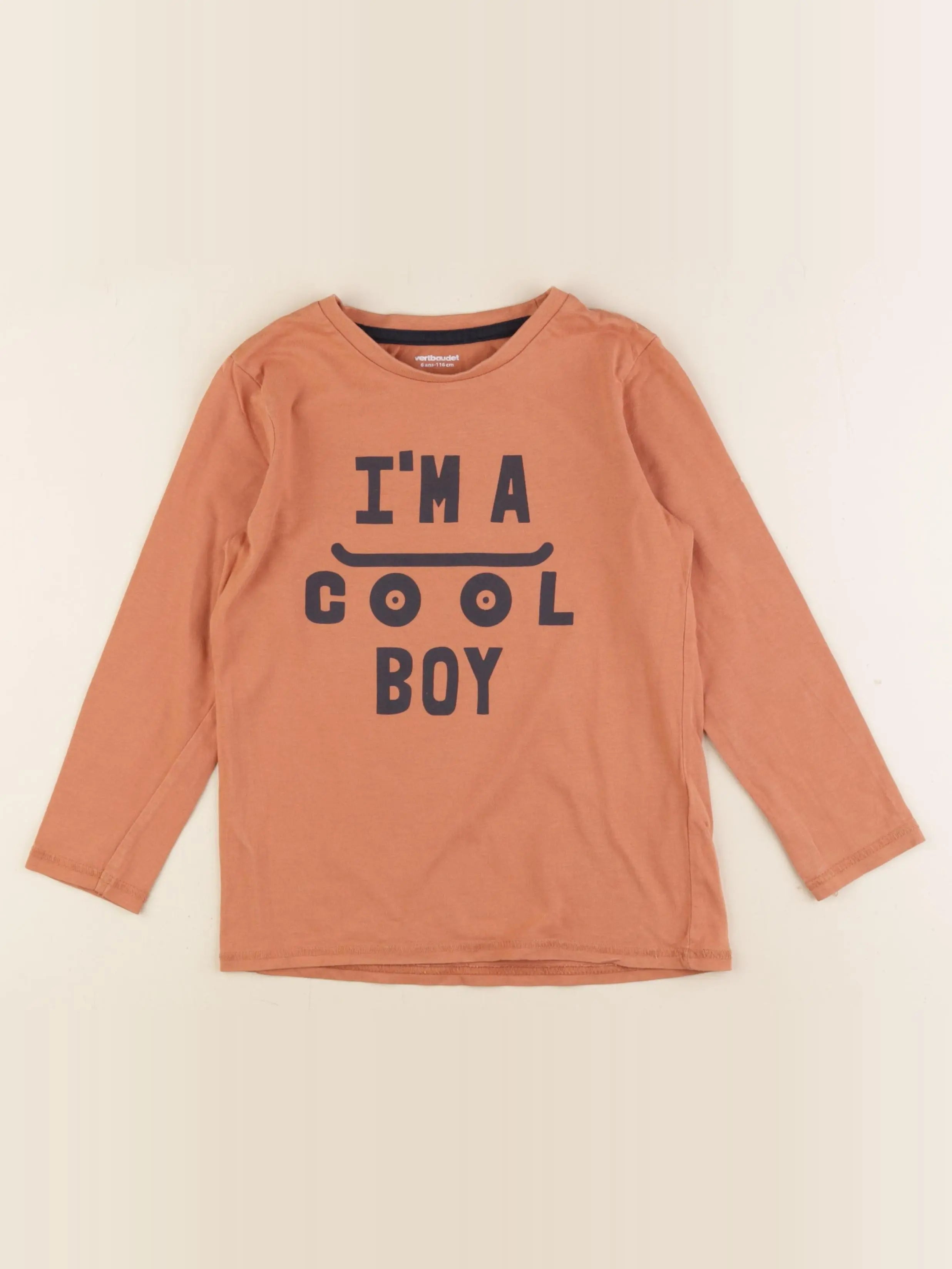 Vertbaudet - tee-shirt marron - 6 ans