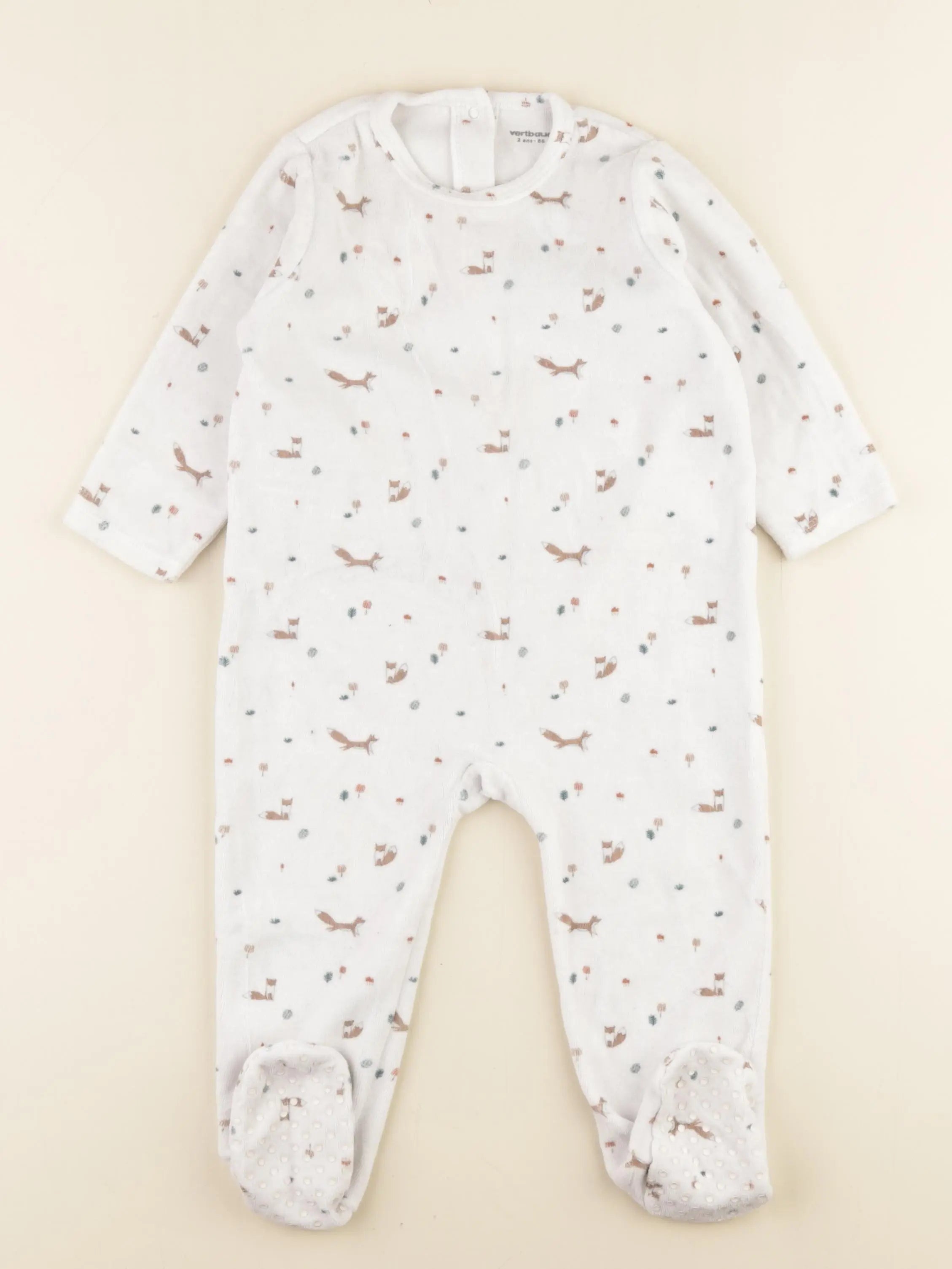 Vertbaudet - pyjama velours blanc - 2 ans
