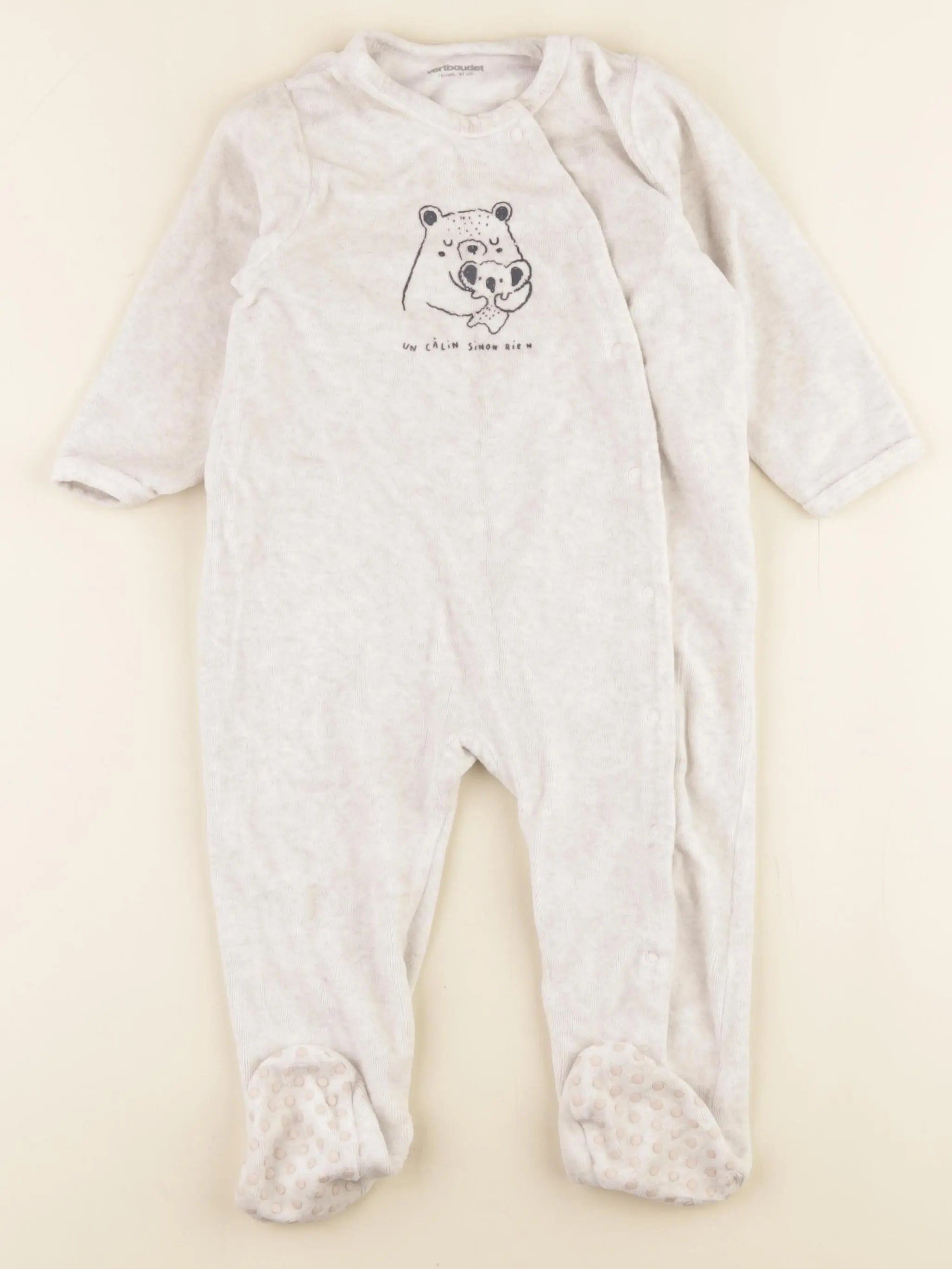 Vertbaudet - pyjama velours beige - 18 mois