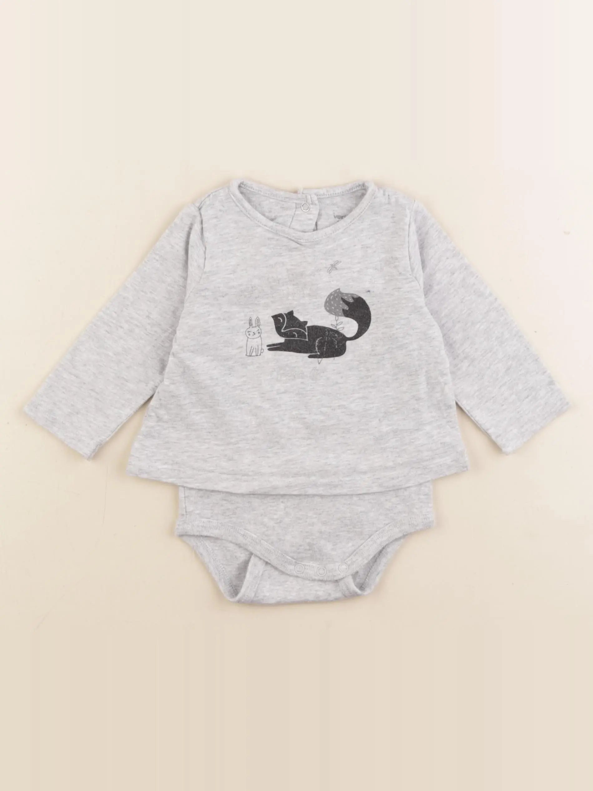 Vertbaudet - body tee-shirt gris - 6 mois