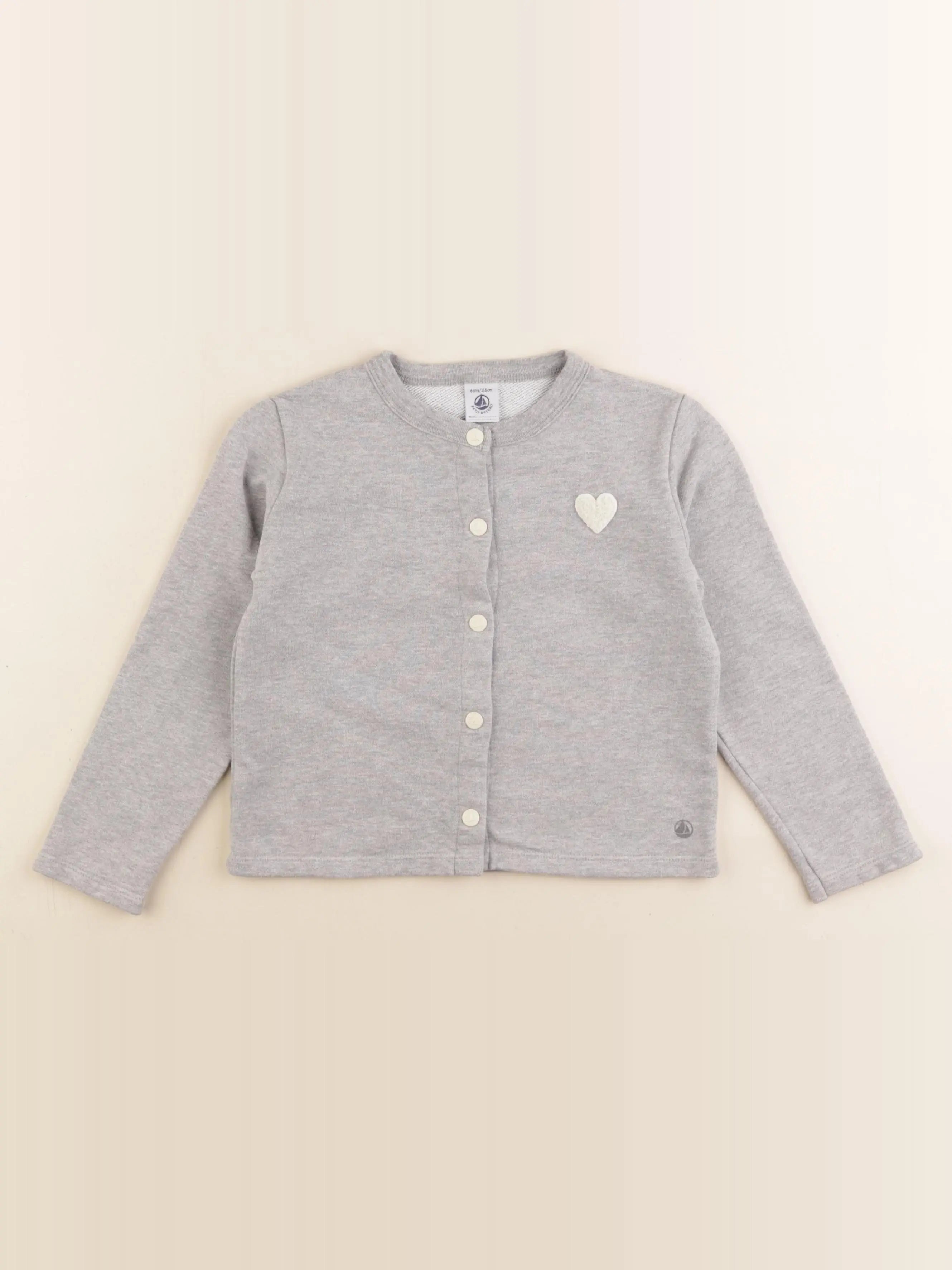 Petit Bateau - sweat gris - 6 ans