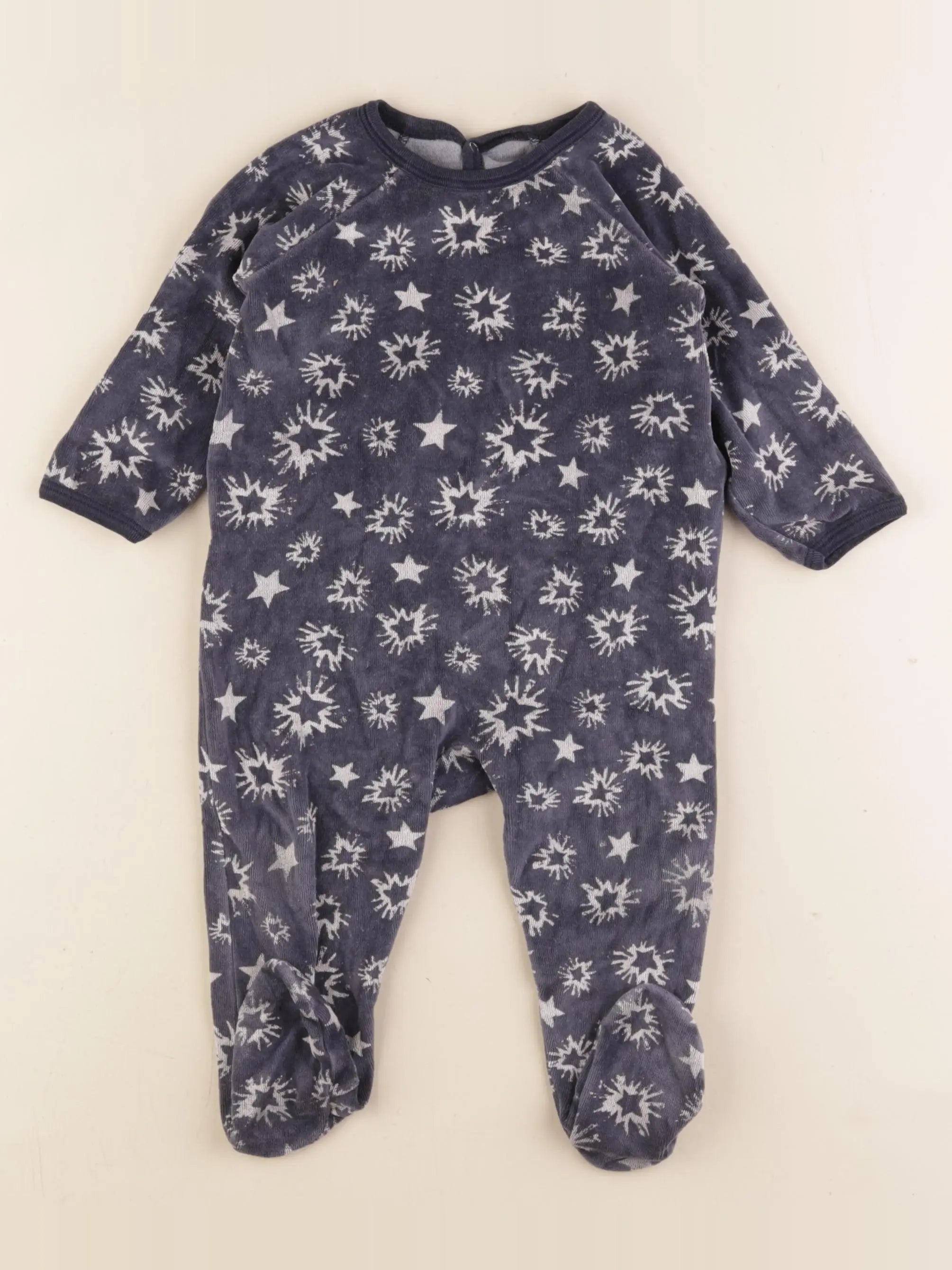Petit Bateau - pyjama velours bleu - 12 mois