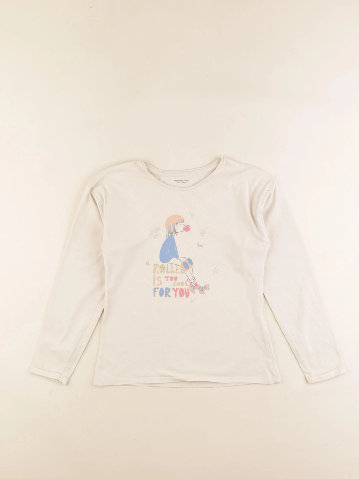 Vertbaudet - tee-shirt beige - 8 ans