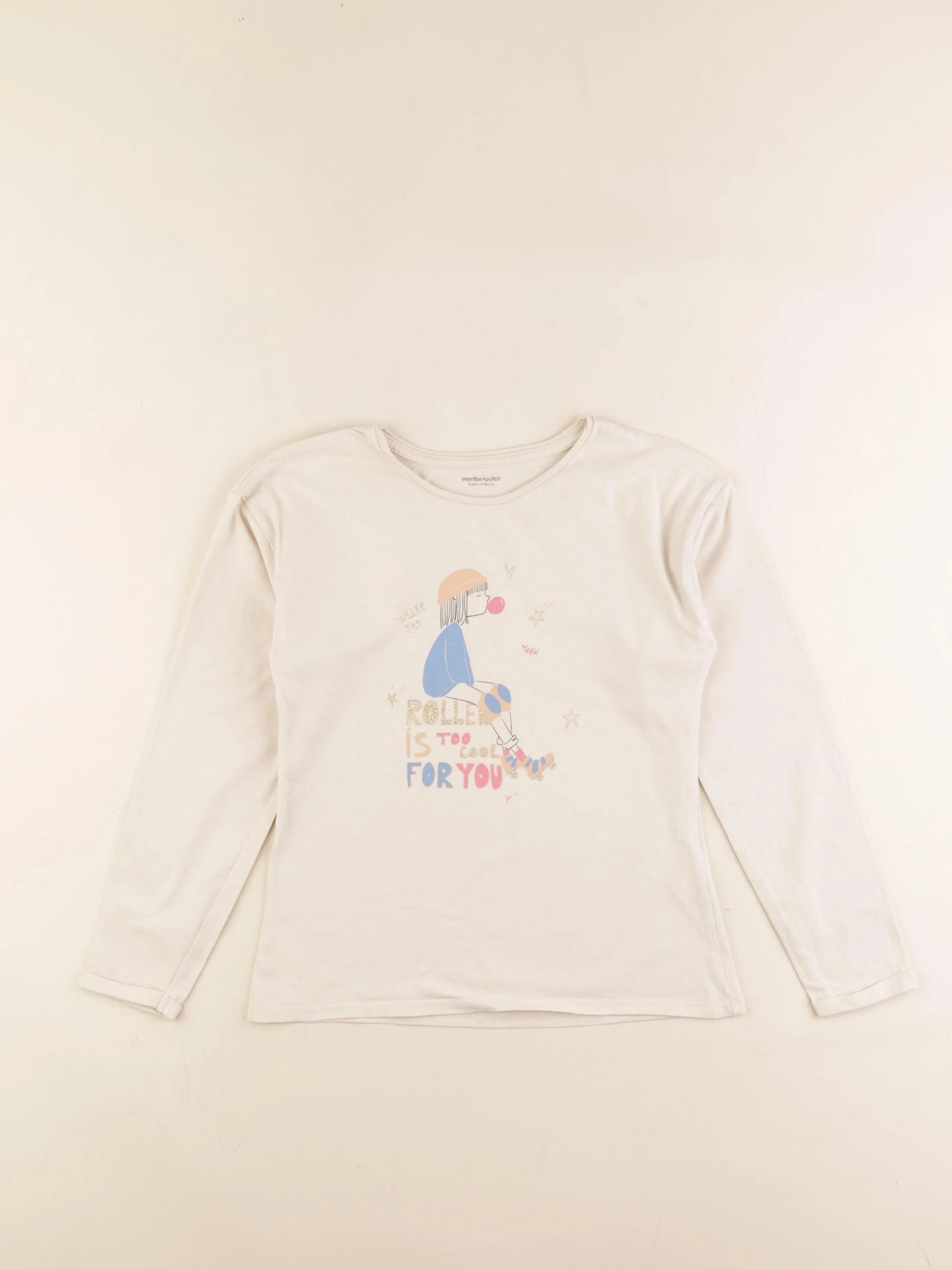 Vertbaudet - tee-shirt beige - 8 ans