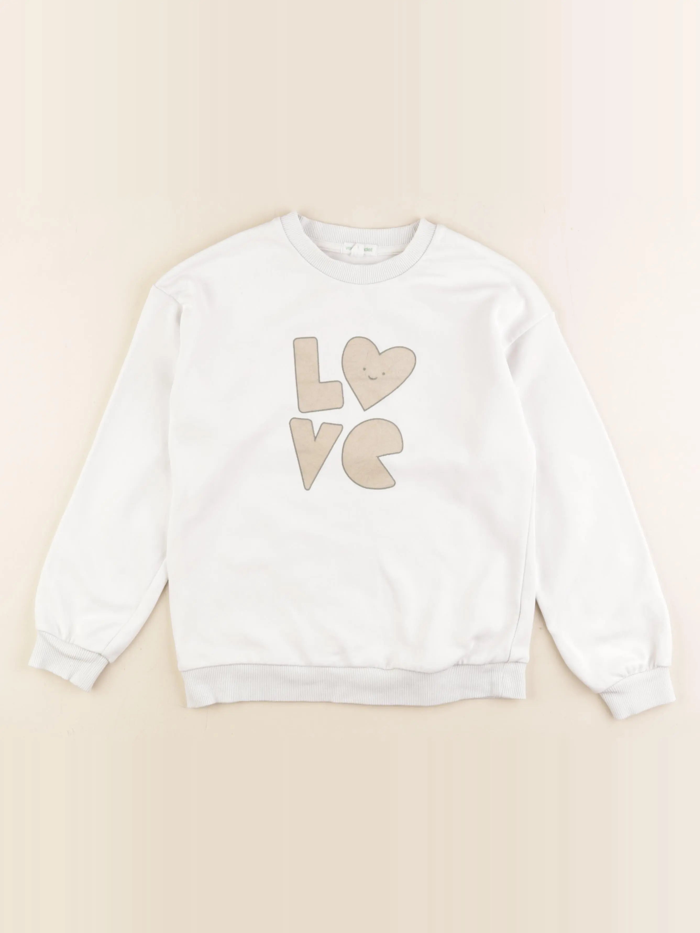 Vertbaudet - sweat blanc - 8 ans