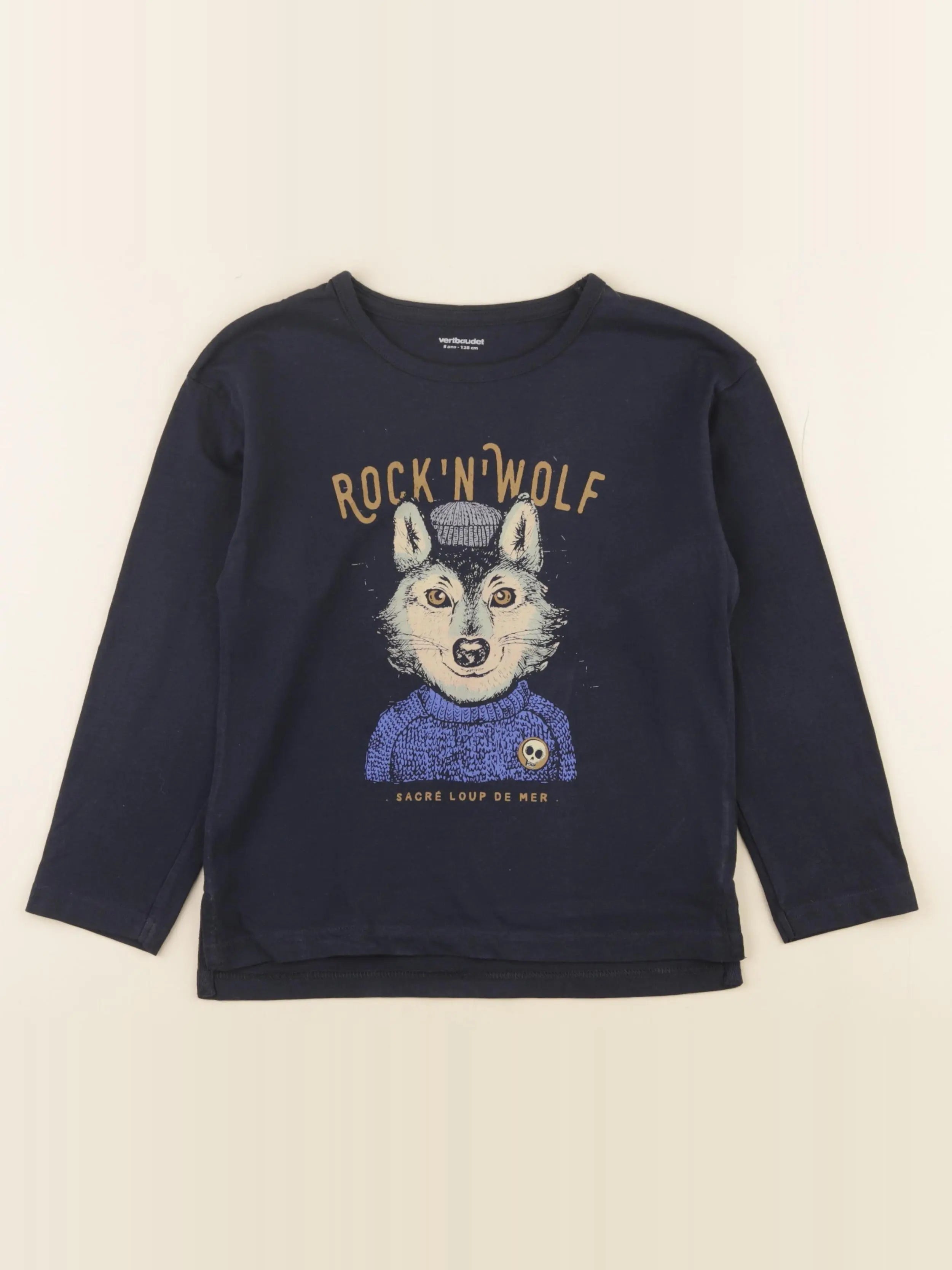 Vertbaudet - tee-shirt bleu - 8 ans