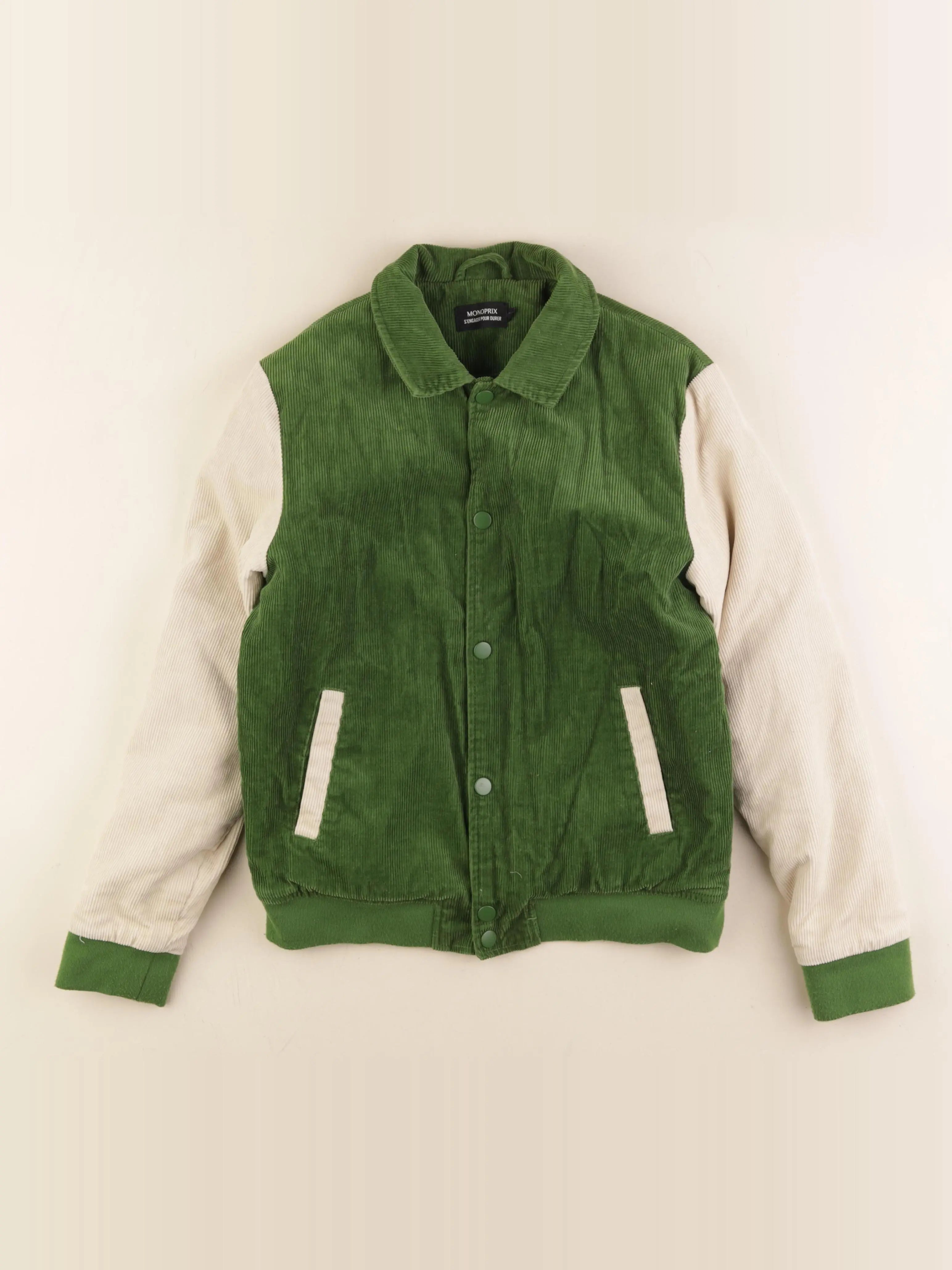 Monoprix - veste vert, beige - 12 ans