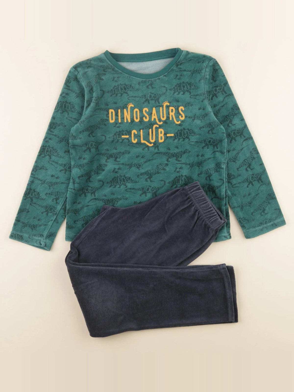 Vertbaudet - pyjama velours vert, bleu - 8 ans