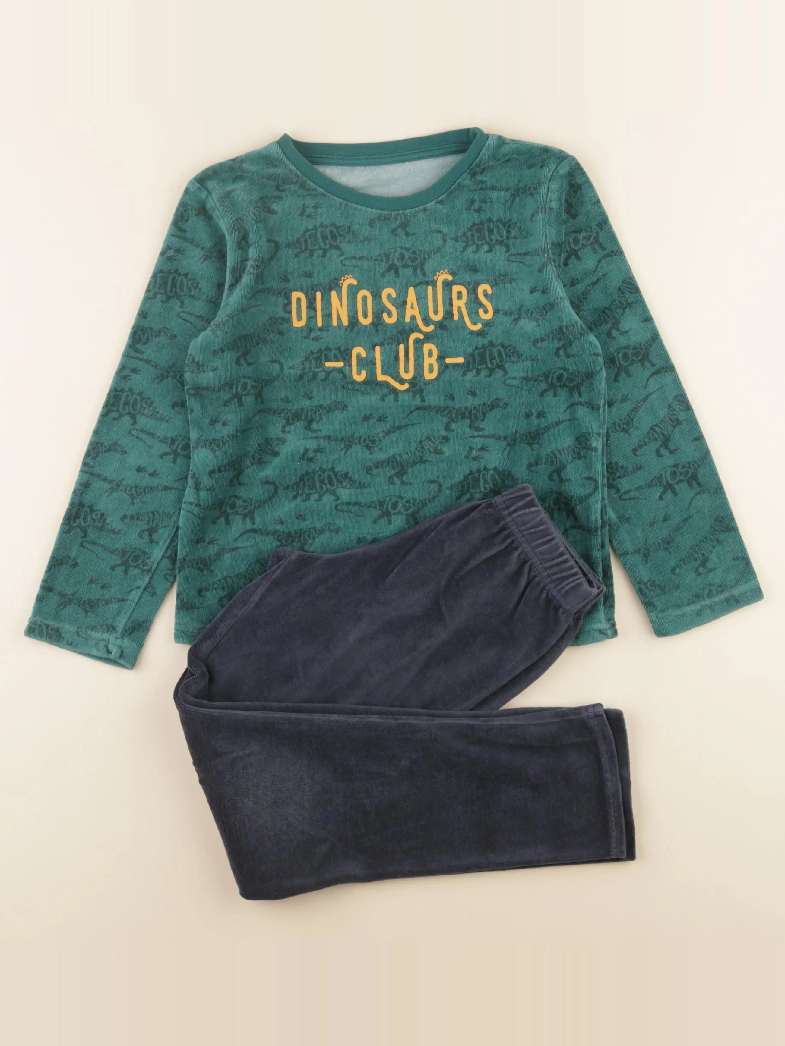 Vertbaudet - pyjama velours vert, bleu - 8 ans