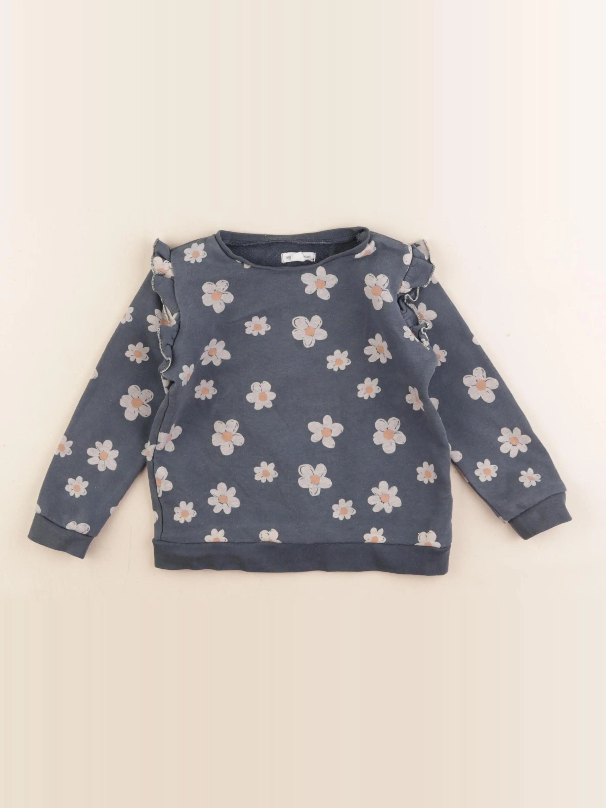 Vertbaudet - sweat bleu, gris - 3 ans