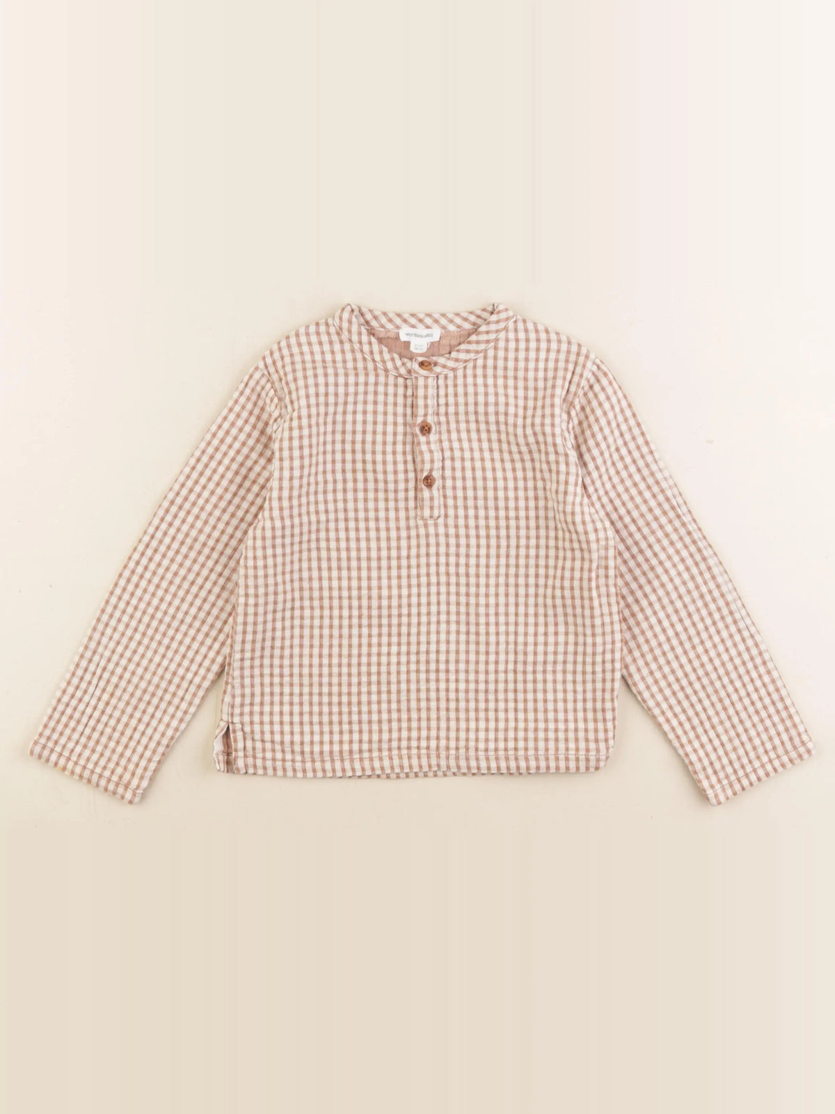Vertbaudet - chemise beige, marron - 3 ans