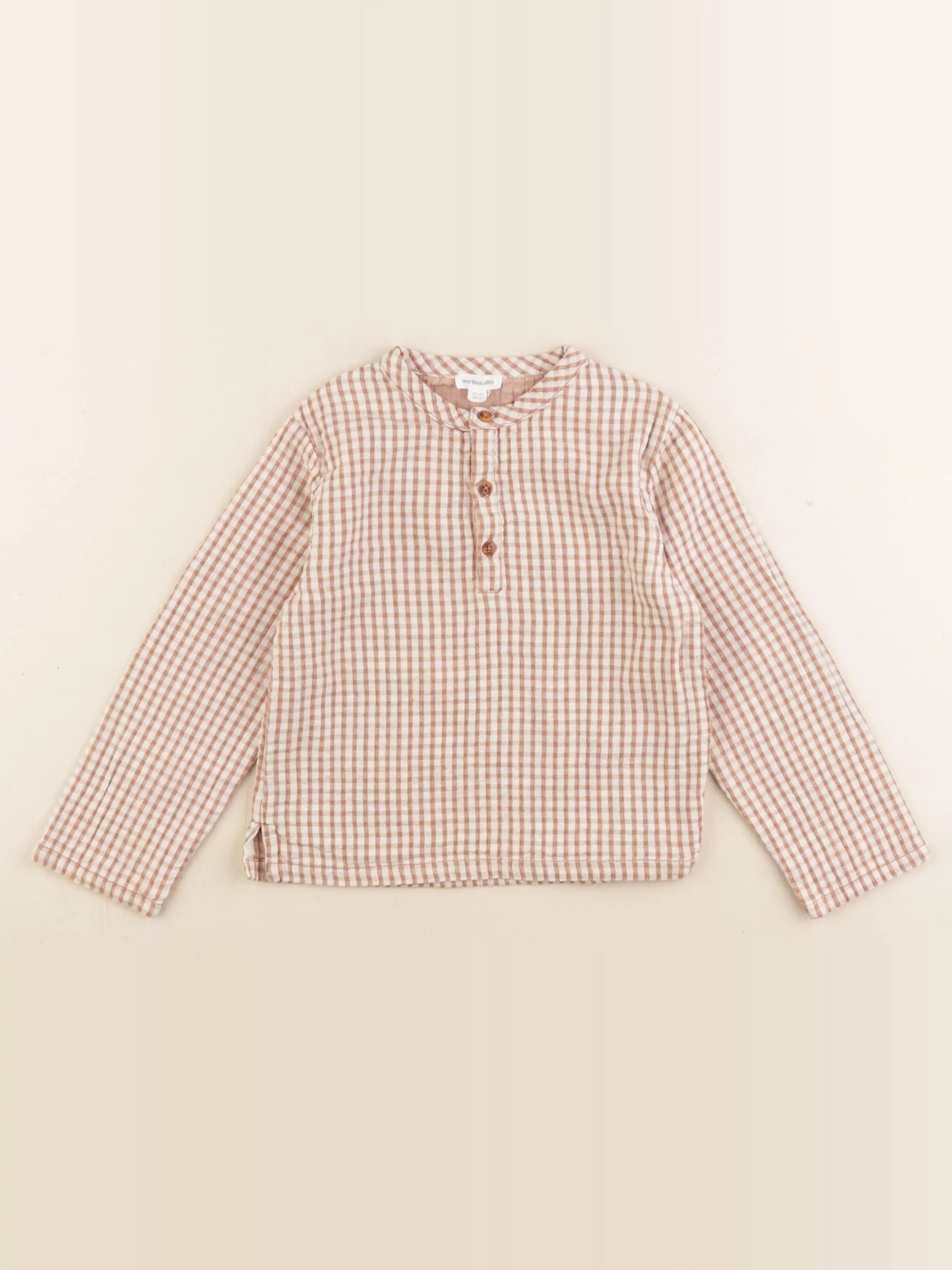 Vertbaudet - chemise beige, marron - 3 ans