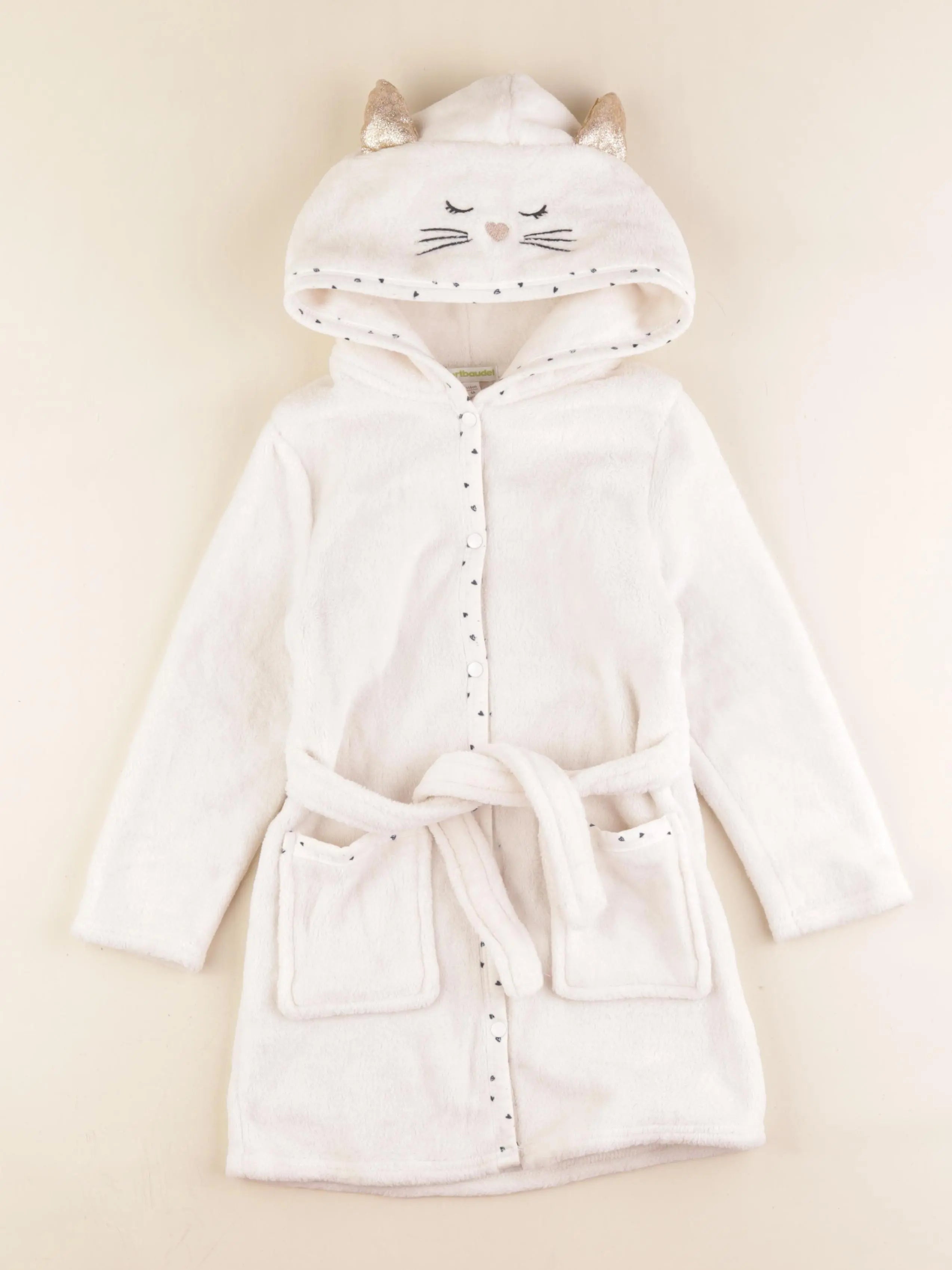 Vertbaudet - robe de chambre or, blanc - 6 ans
