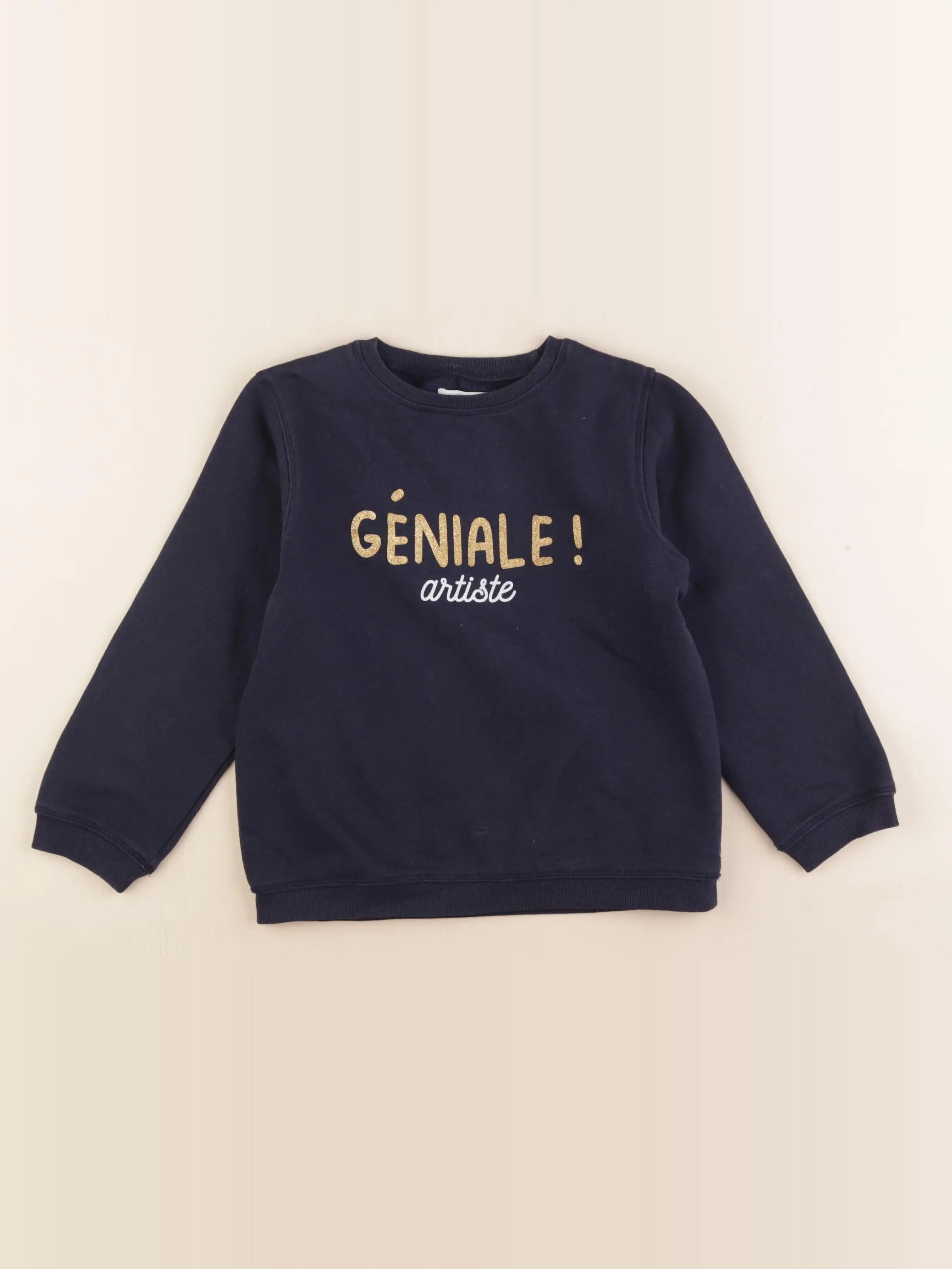 Vertbaudet - sweat bleu, or - 6 ans