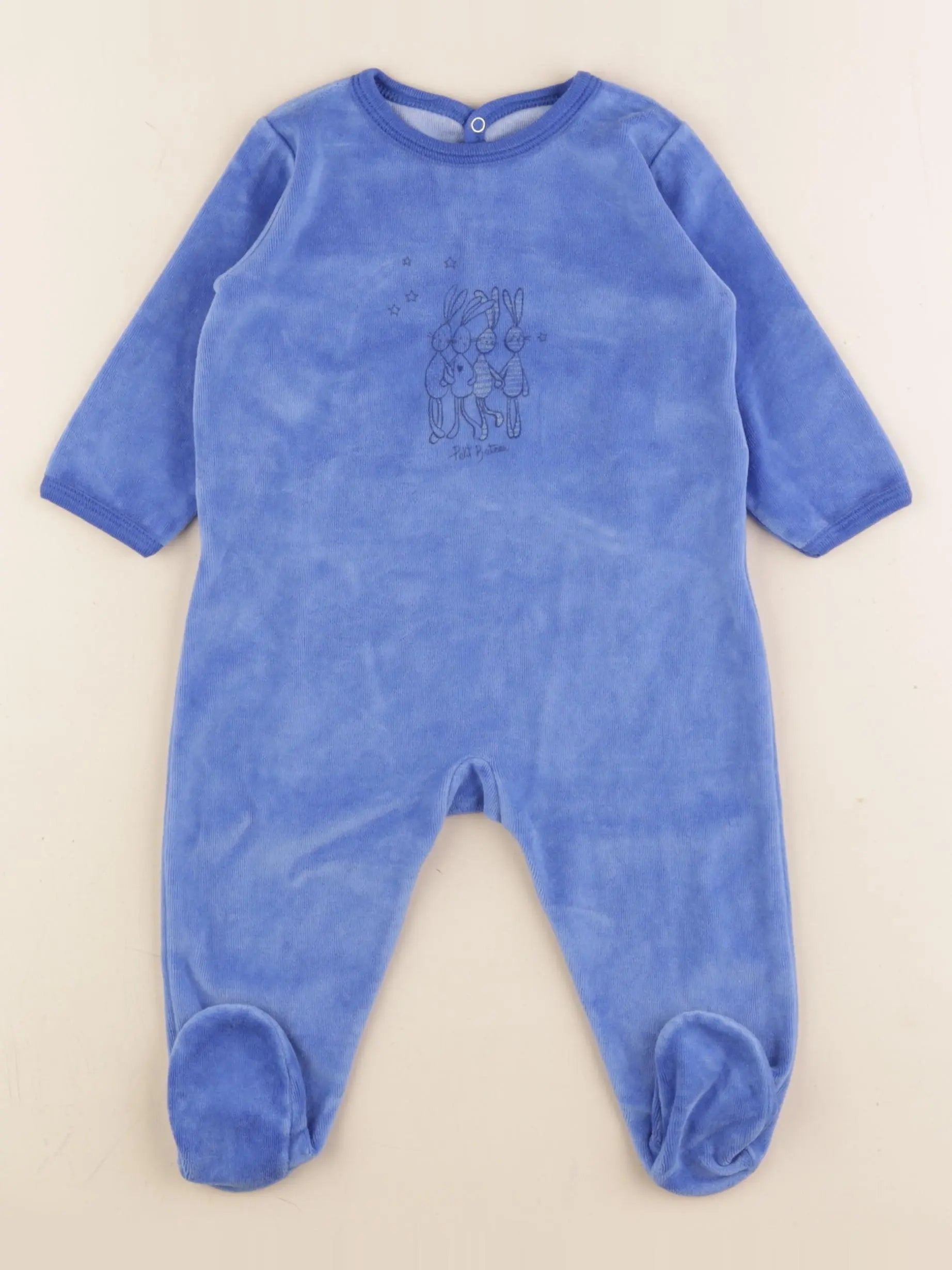 Petit Bateau - pyjama velours bleu - 12 mois