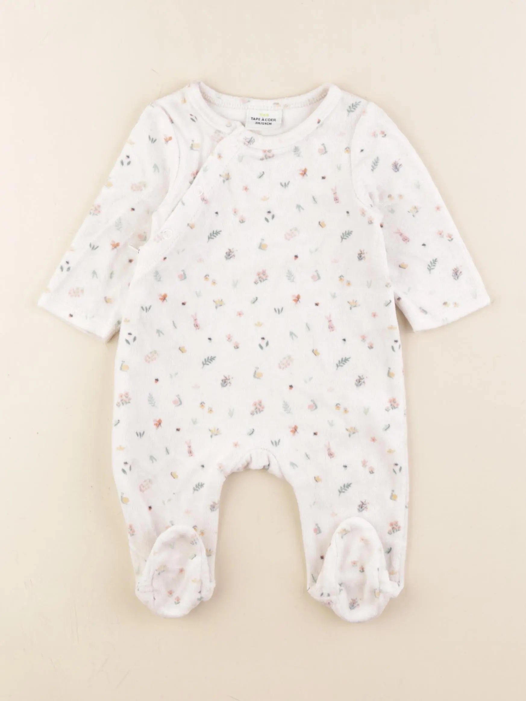 Tape à l'oeil - pyjama velours beige - 3 mois