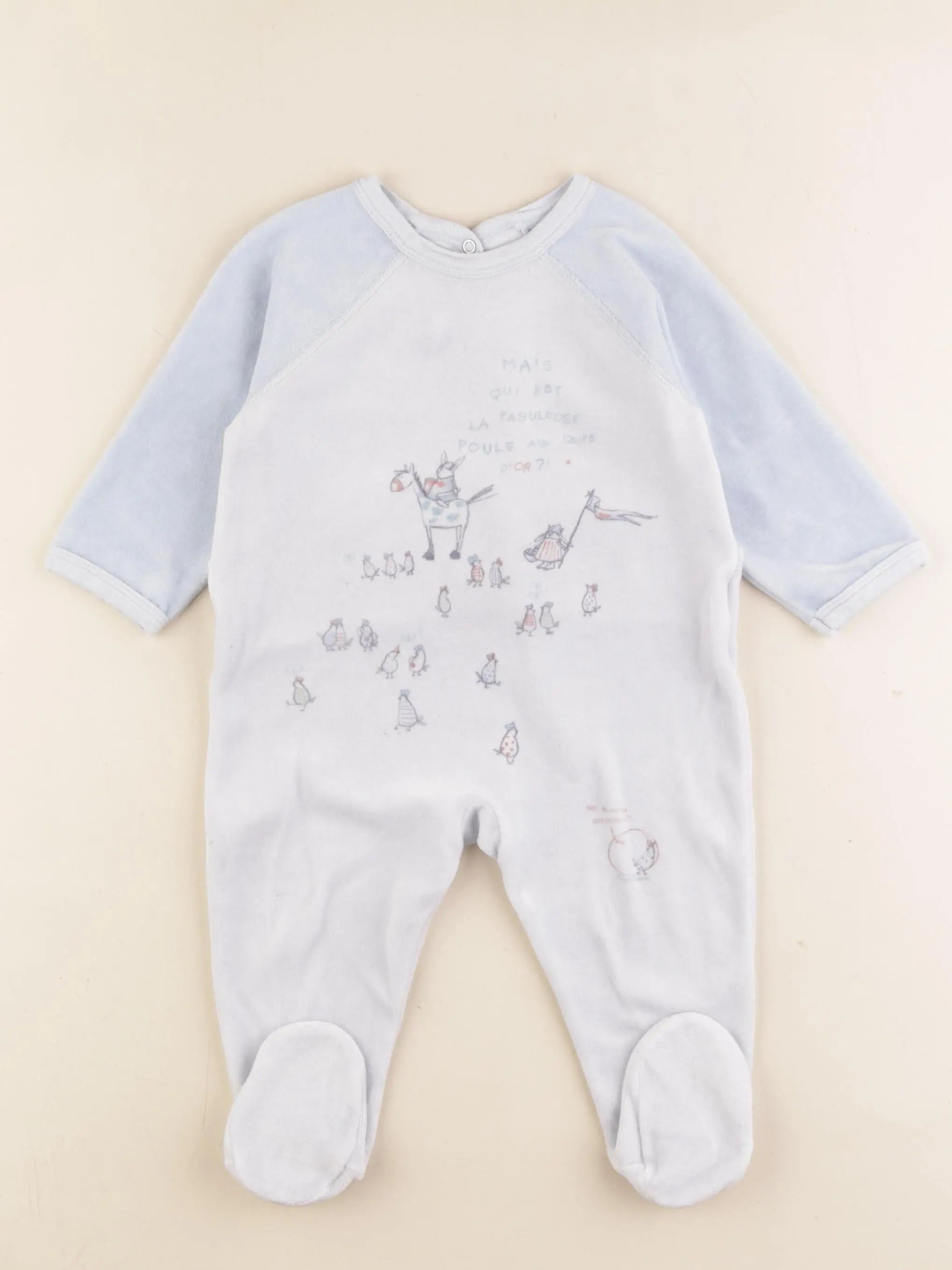 Petit Bateau - pyjama velours bleu - 12 mois