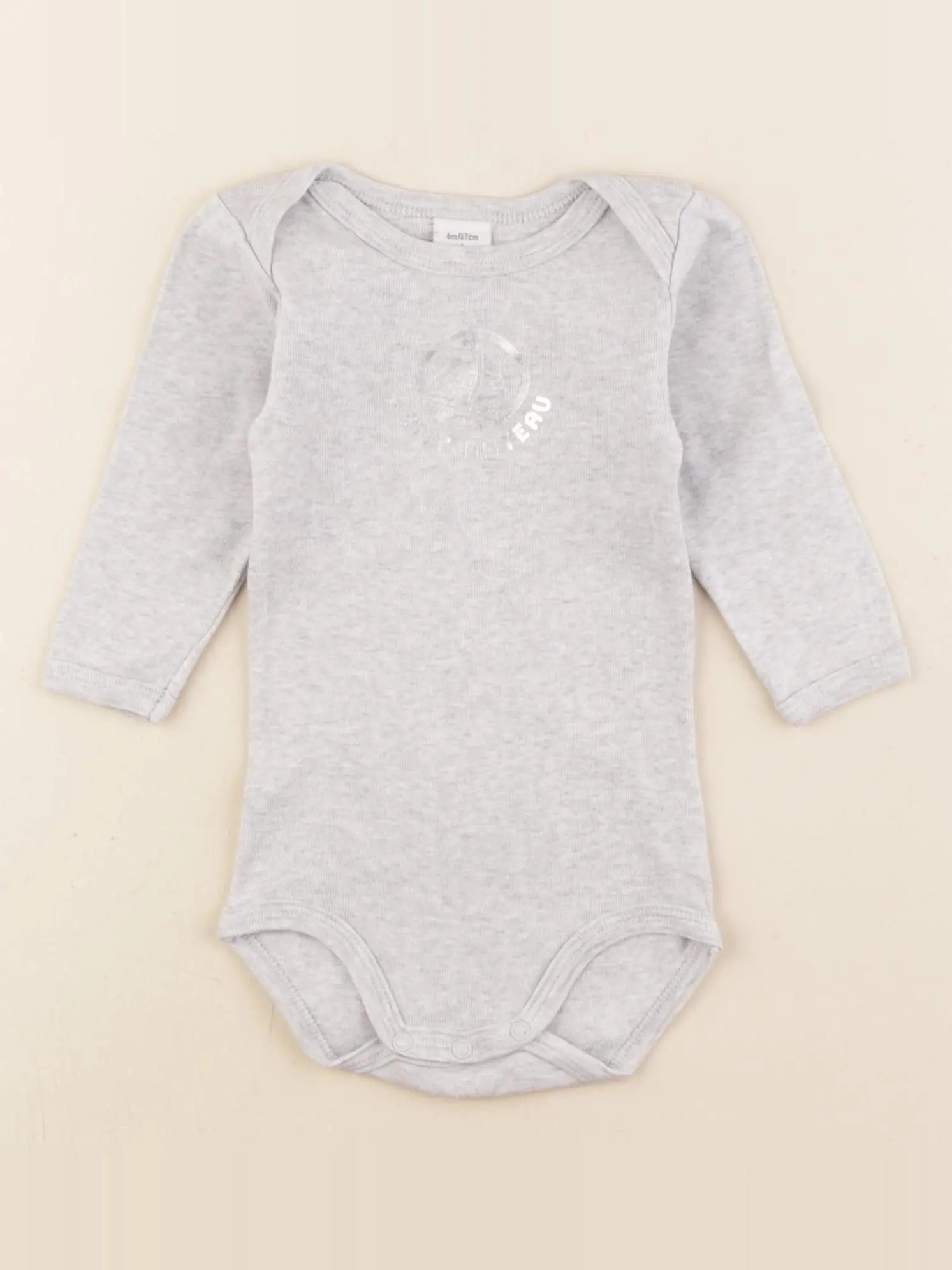 Petit Bateau - body gris - 6 mois