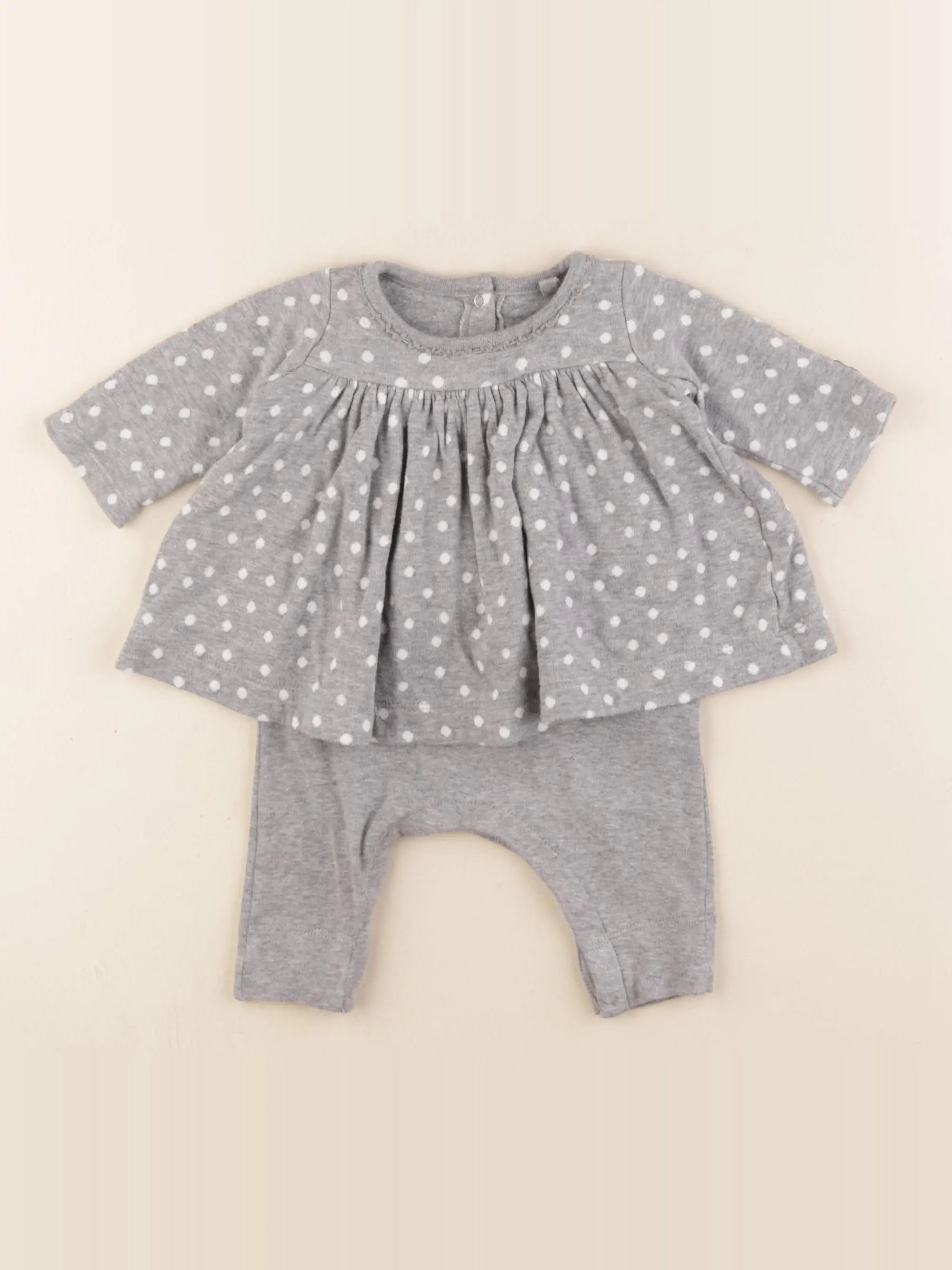 Petit Bateau - combinaison gris - 1 mois
