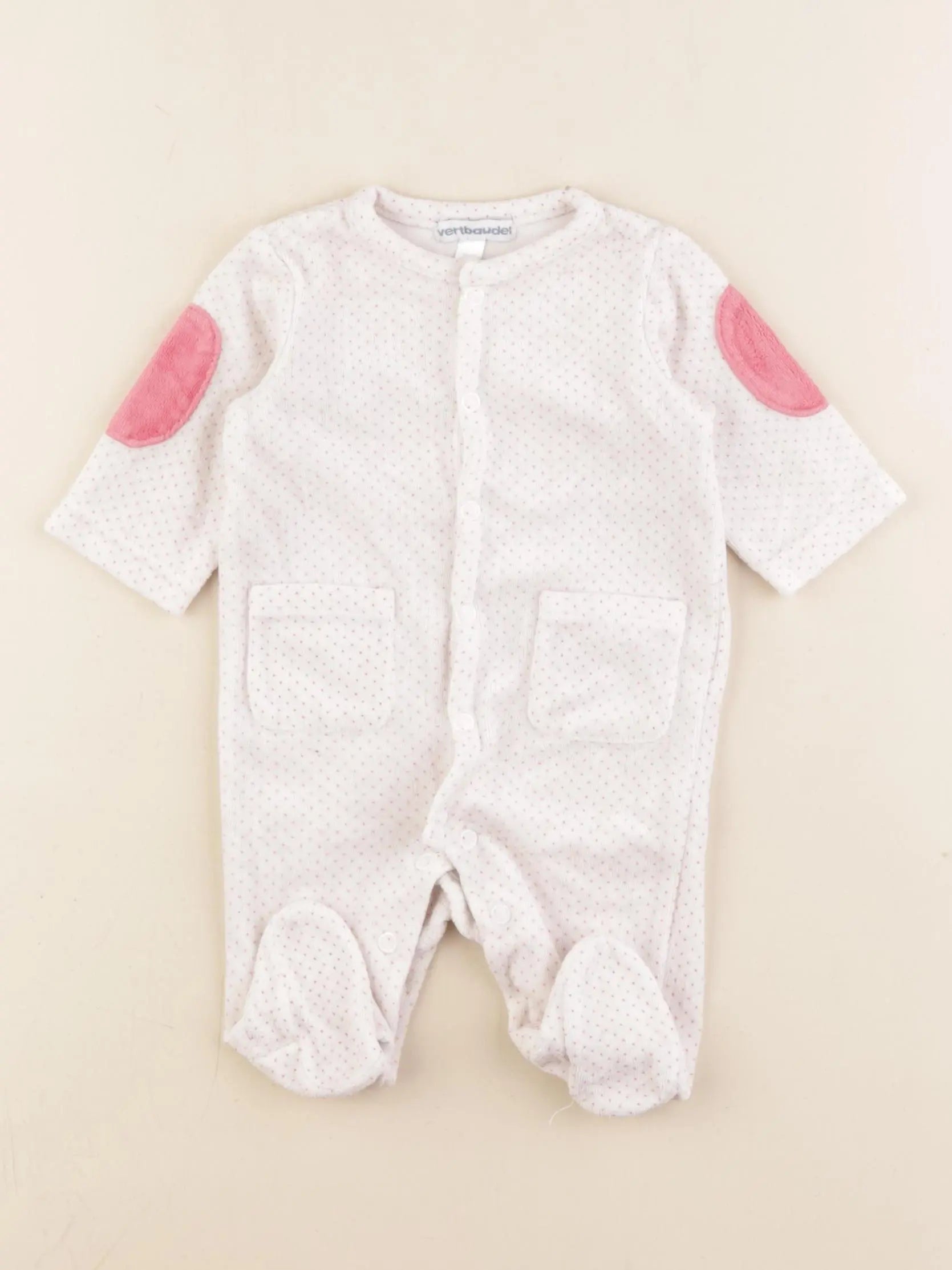 Vertbaudet - pyjama velours rose - 1 mois