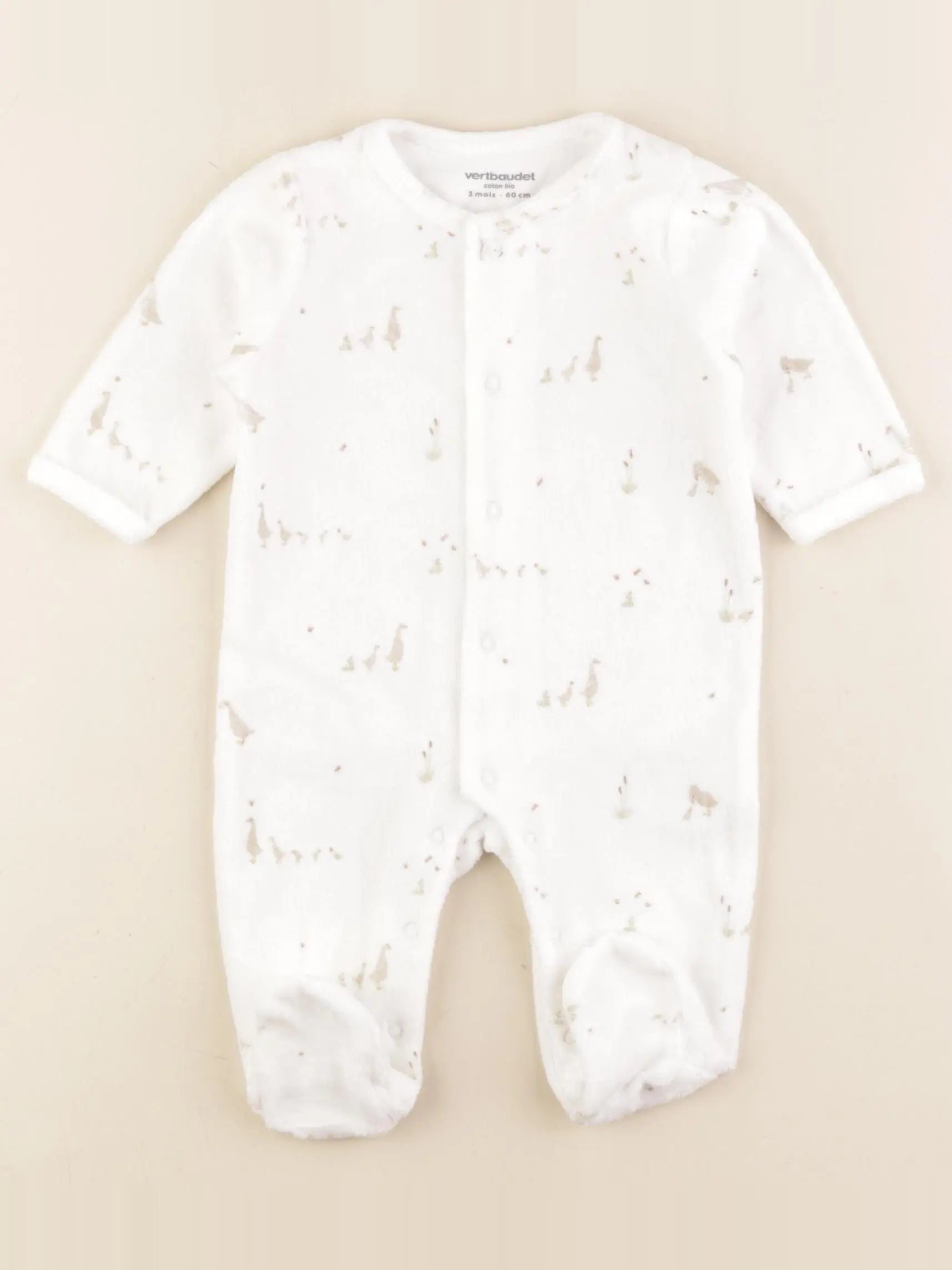 Vertbaudet - pyjama velours blanc - 3 mois