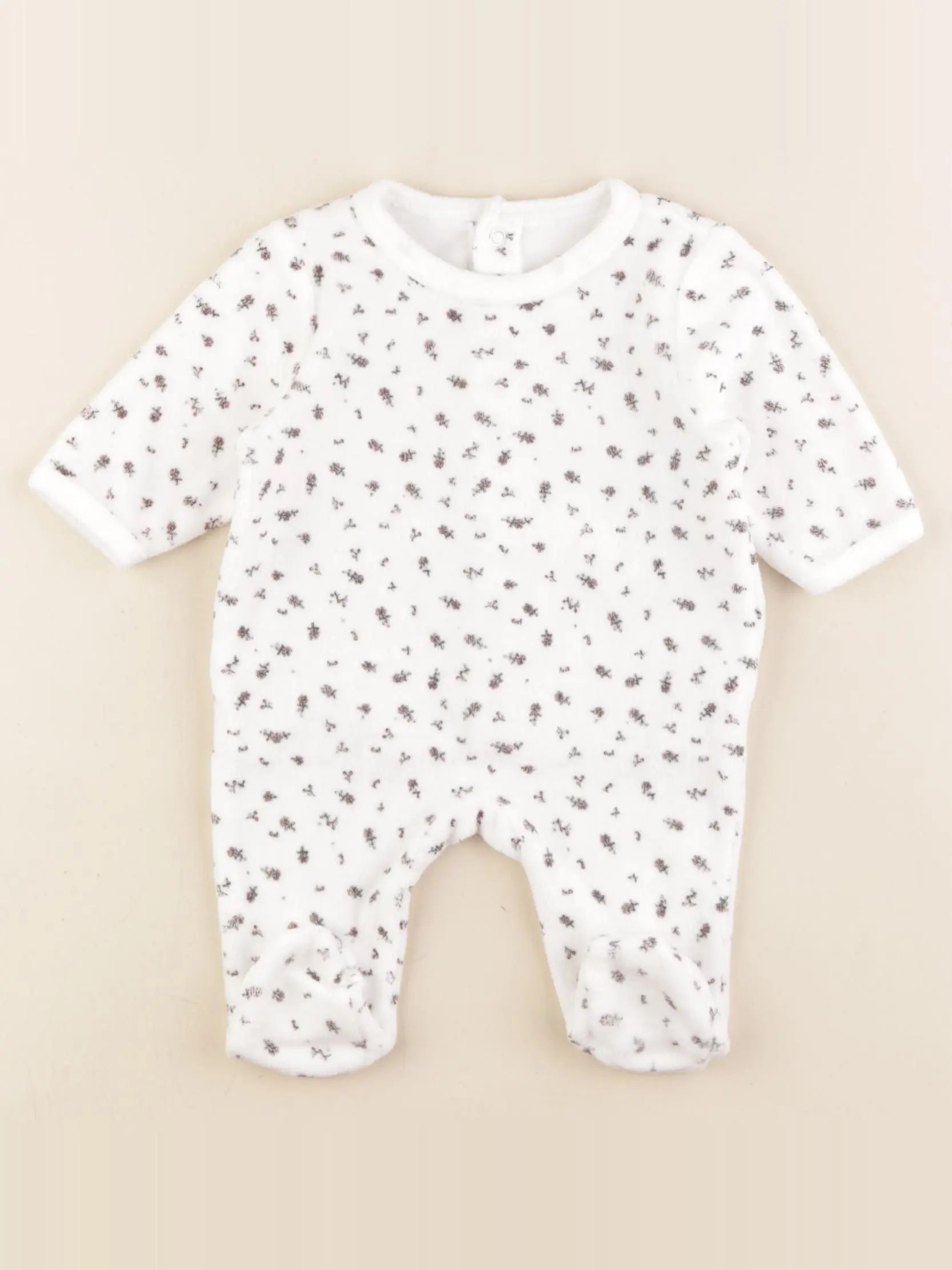Vertbaudet - pyjama velours blanc - 1 mois