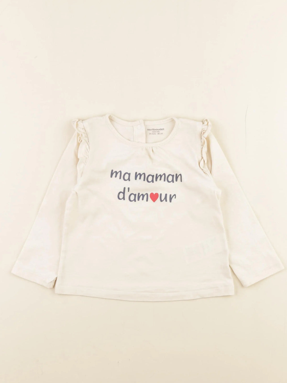 Vertbaudet - tee-shirt beige - 24 mois