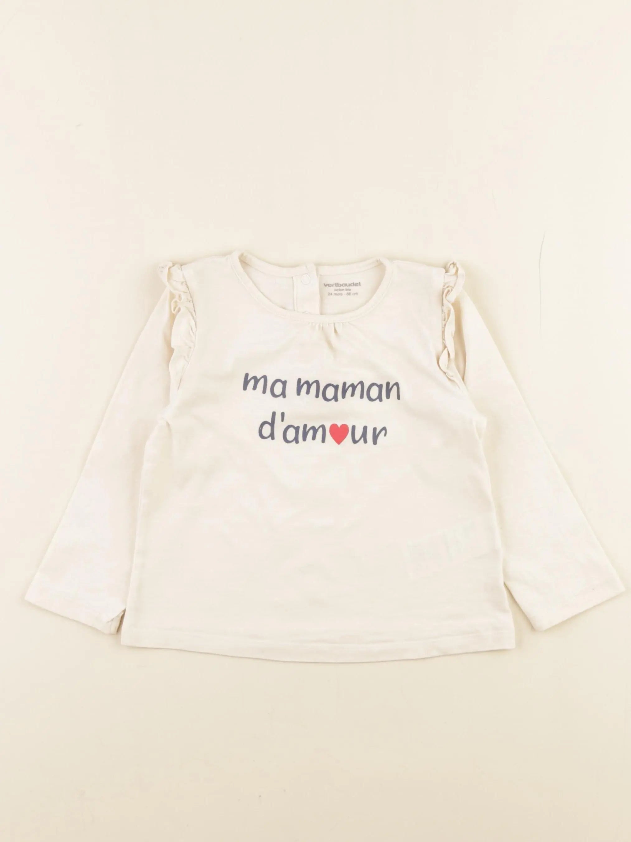 Vertbaudet - tee-shirt beige - 24 mois