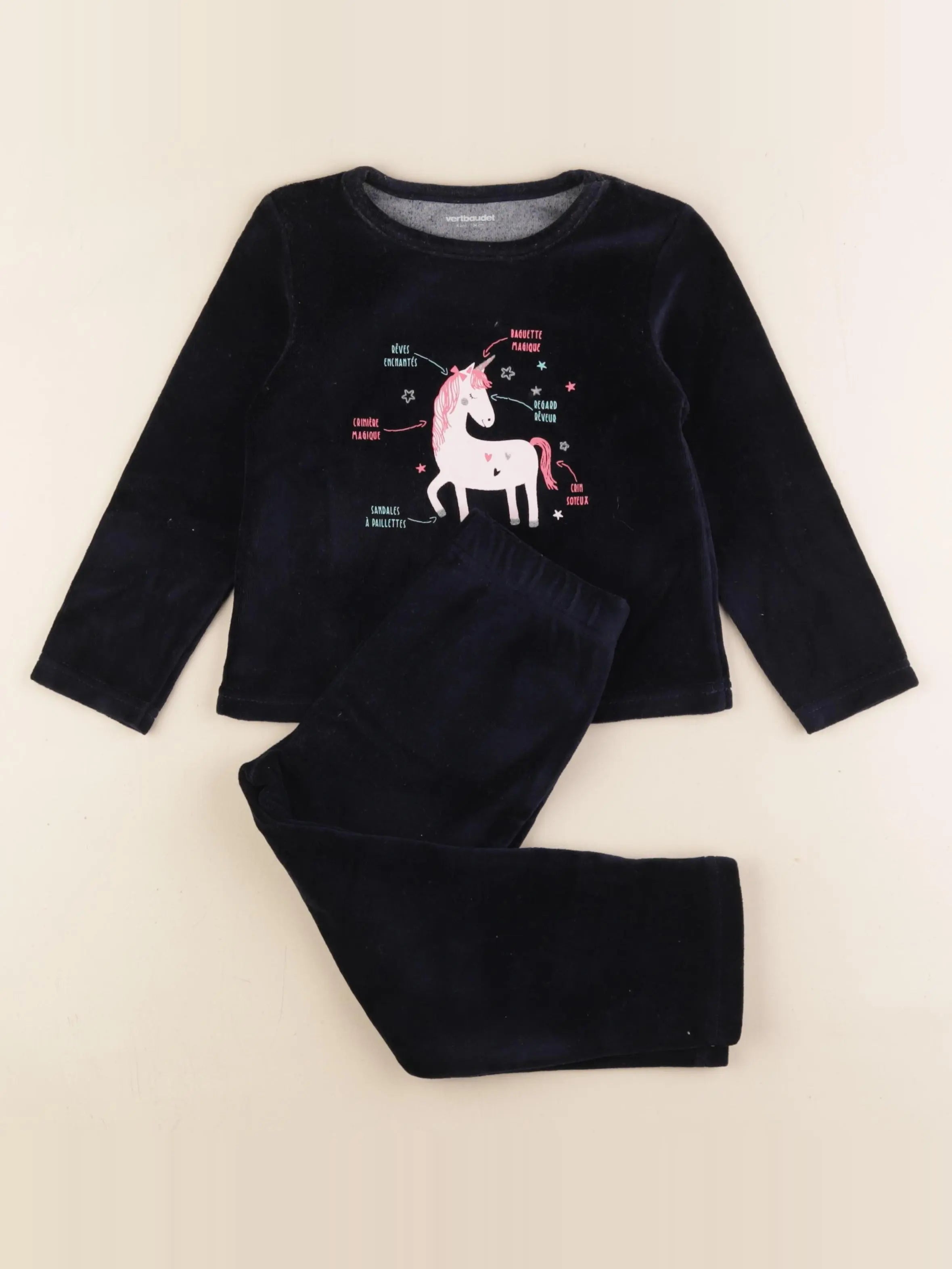 Vertbaudet - pyjama velours bleu - 4 ans