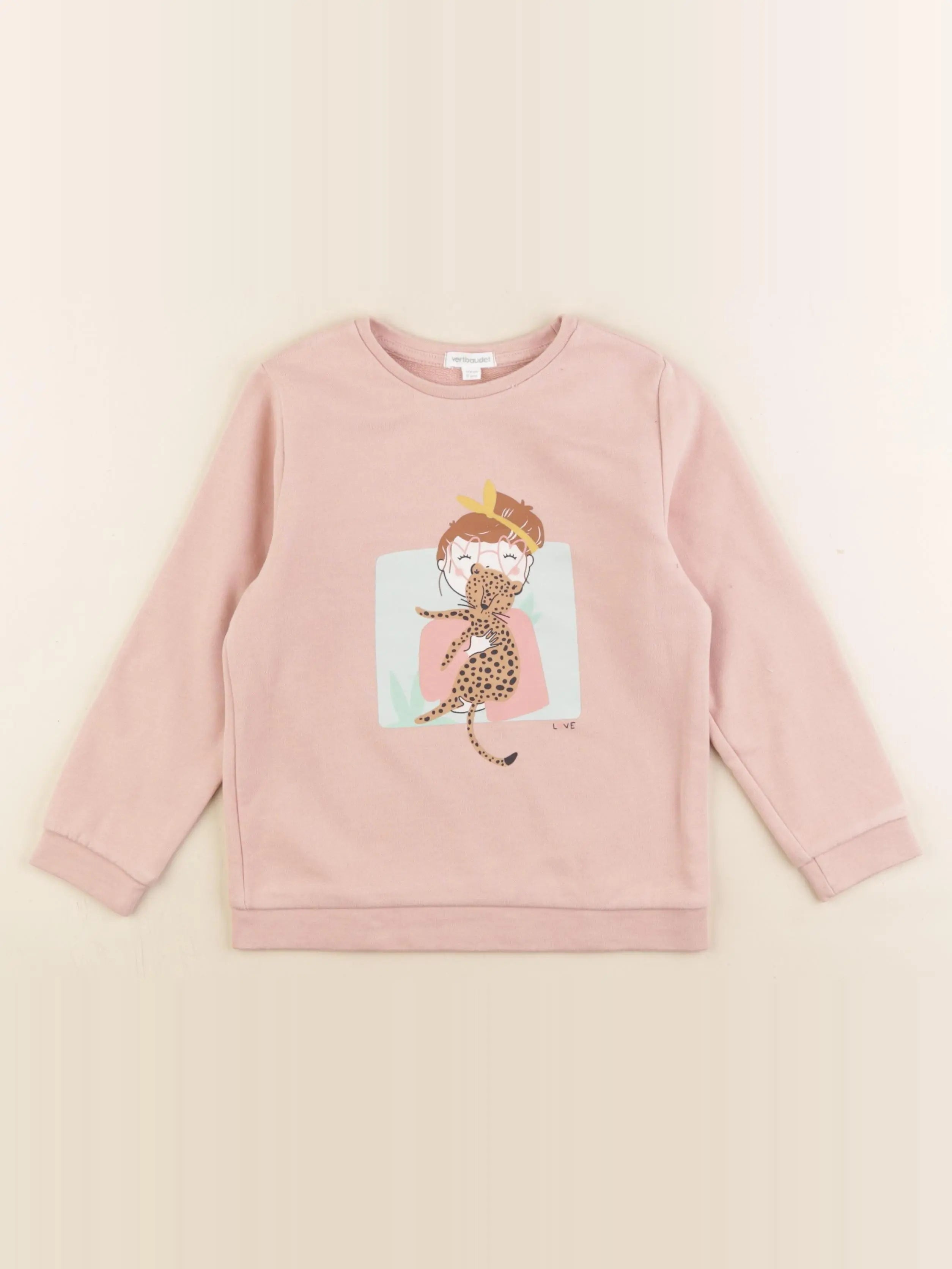 Vertbaudet - sweat rose - 6 ans