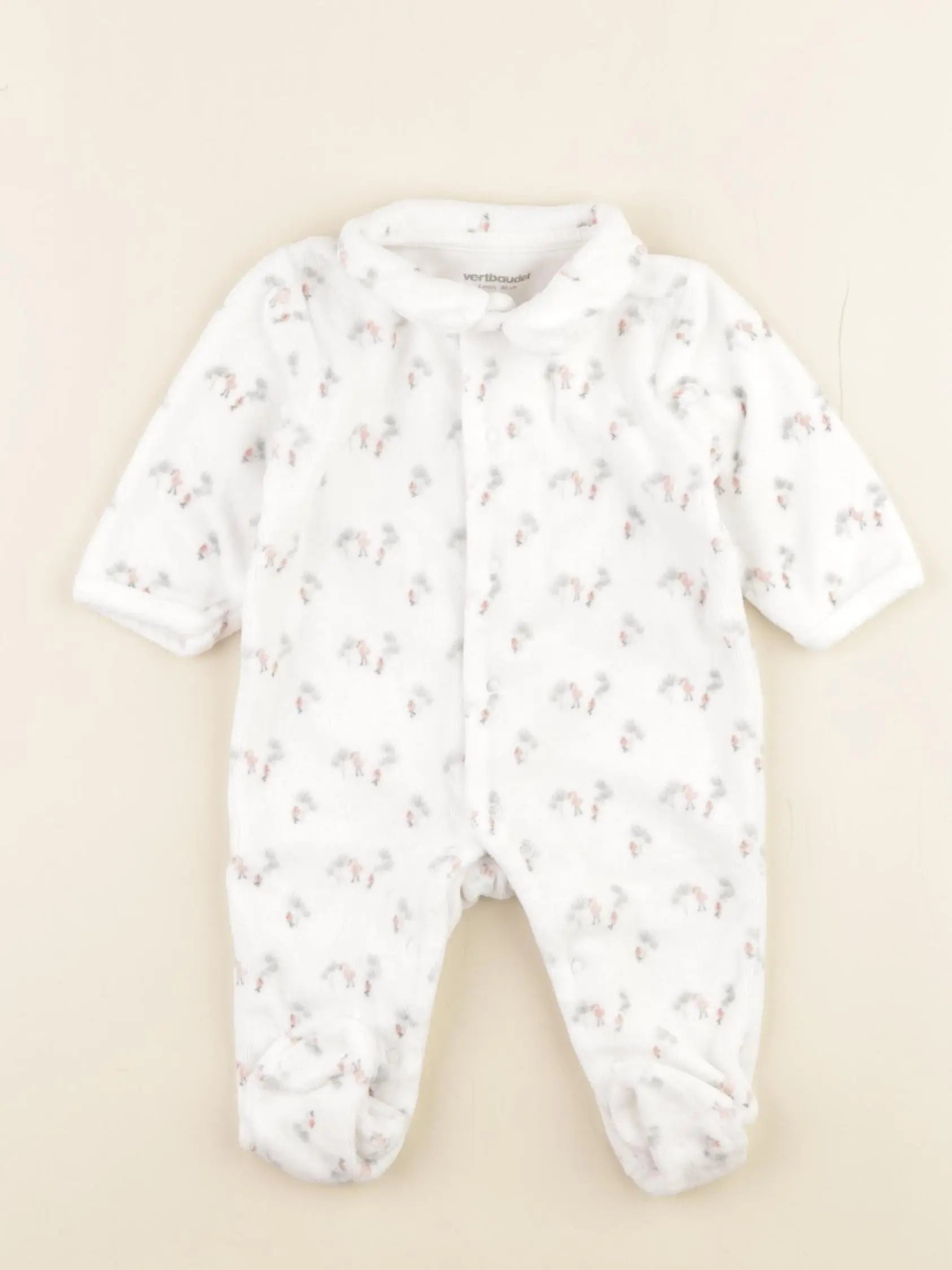 Vertbaudet - pyjama velours blanc - 3 mois