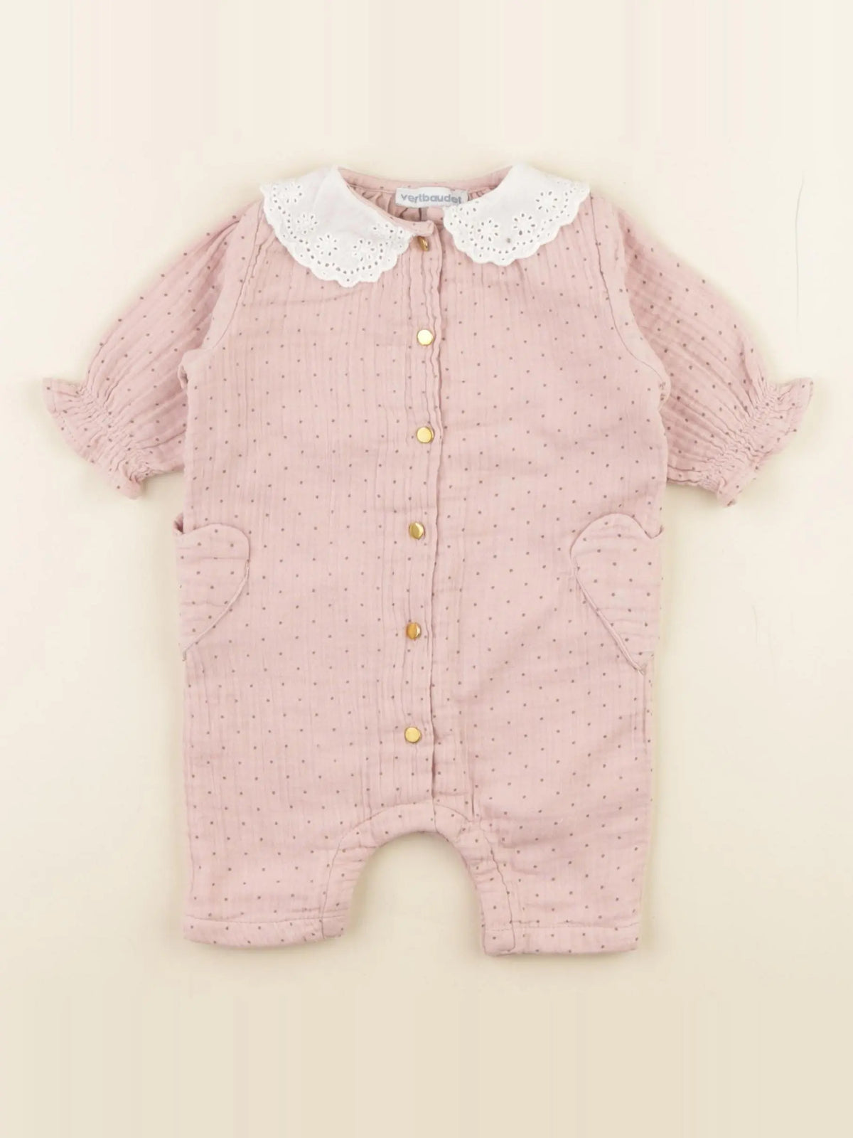 Vertbaudet - combinaison rose - 1 mois