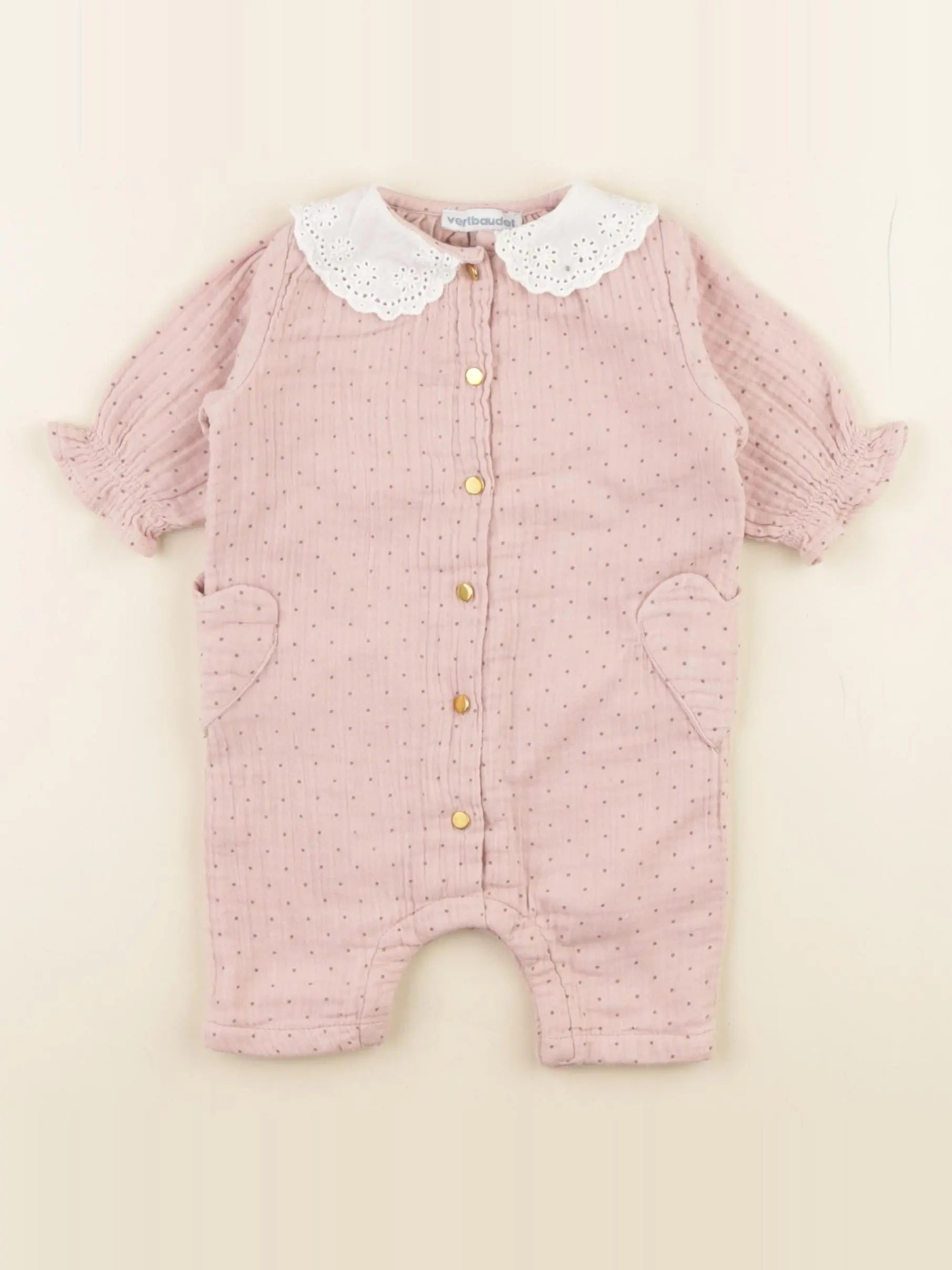Vertbaudet - combinaison rose - 1 mois