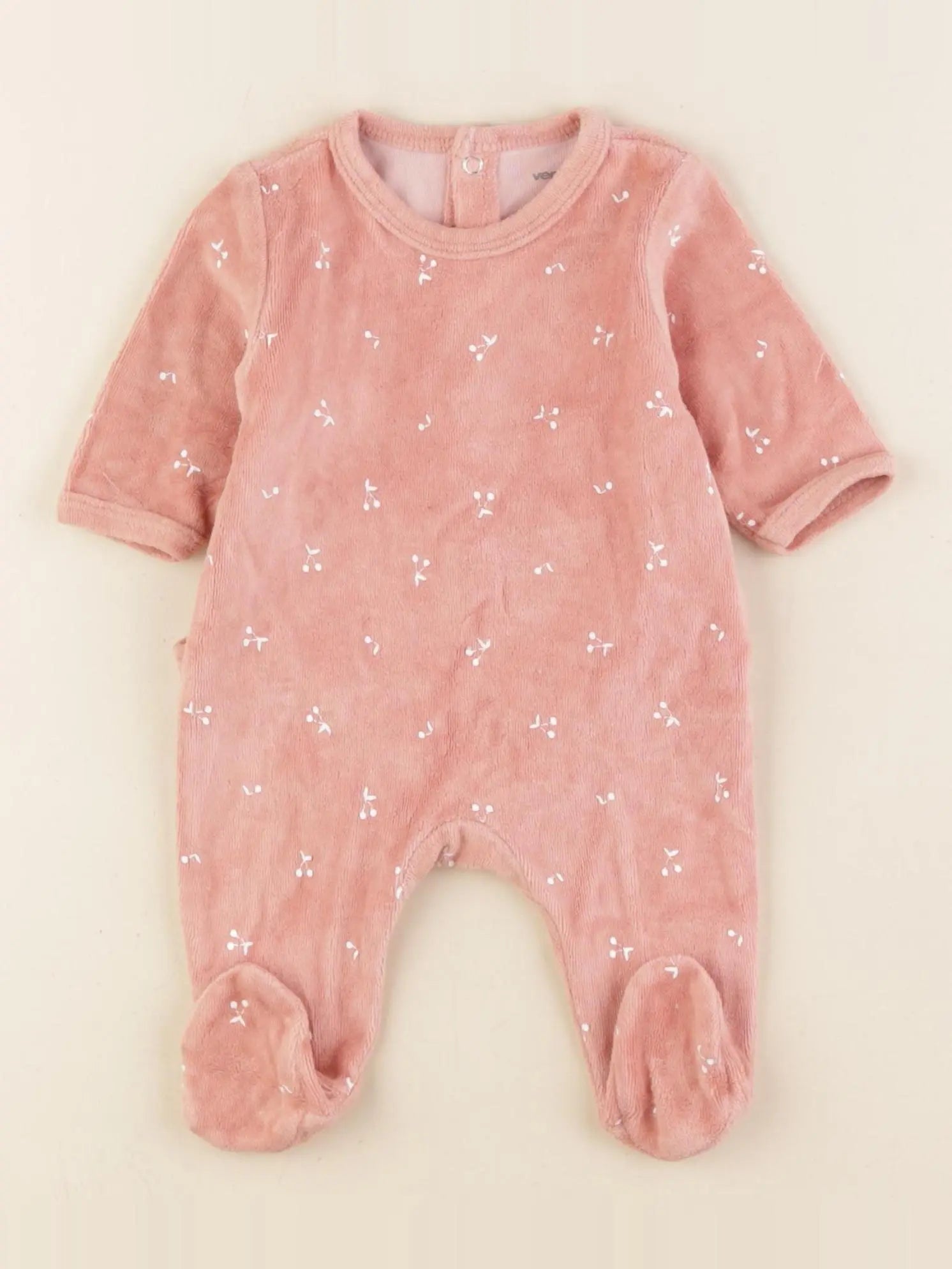 Vertbaudet - pyjama velours rose - 1 mois