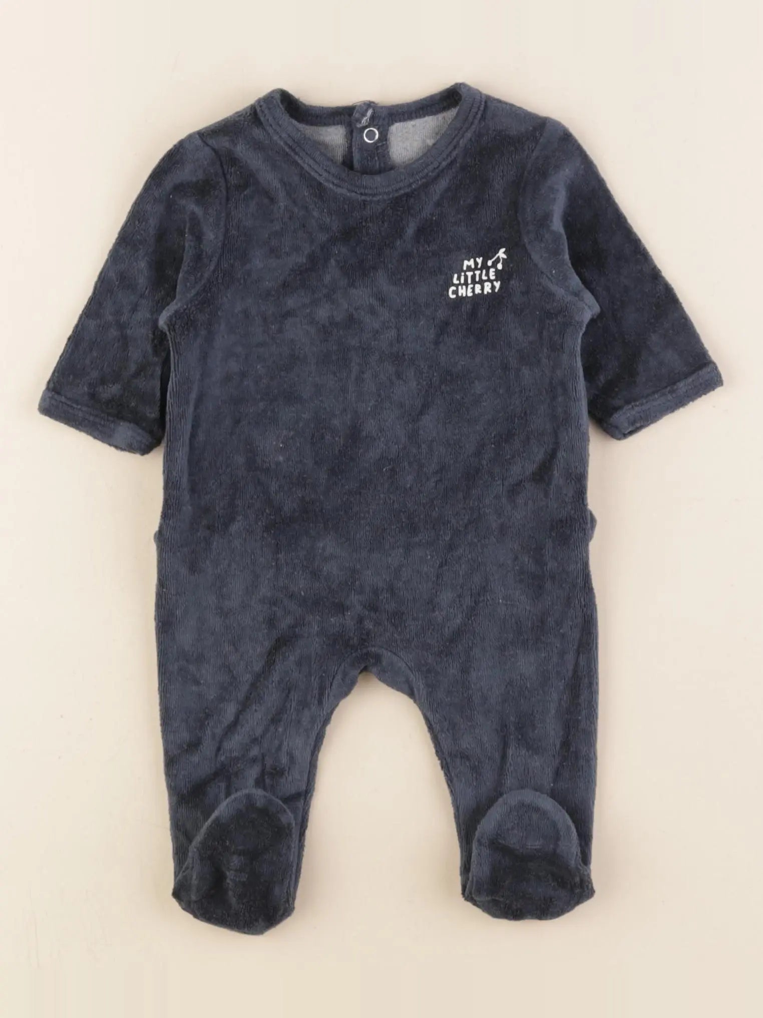 Vertbaudet - pyjama velours bleu - 1 mois